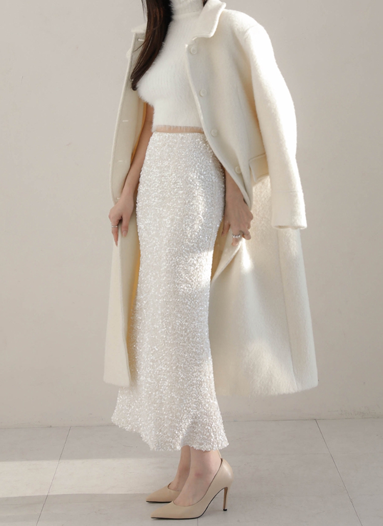 ウールシャギーハイネックオーバーサイズロングフラップポケットコート