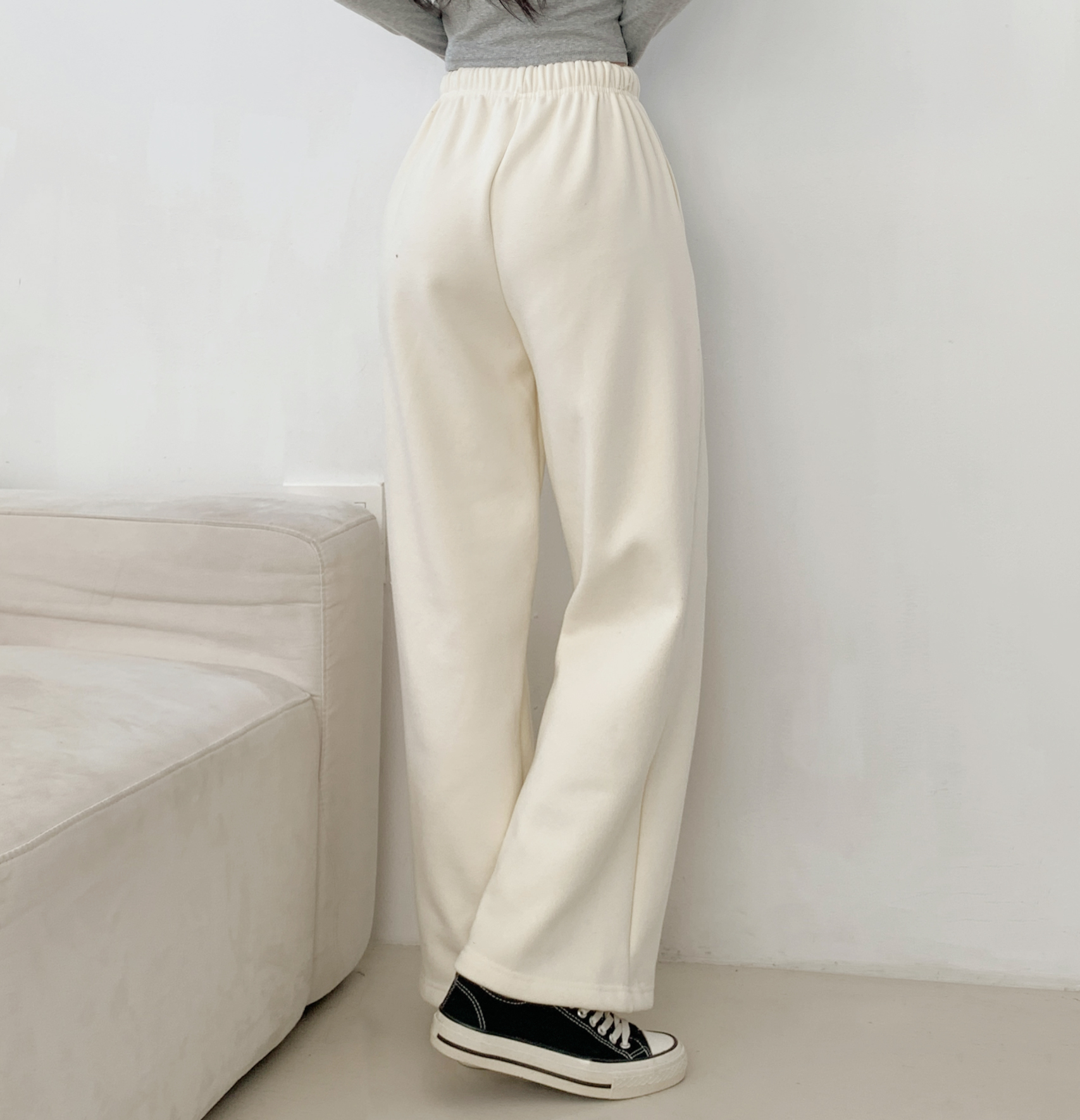 ファー裏地ドローストリングウエストゴムワイドカラーパンツ | 詳細画像5