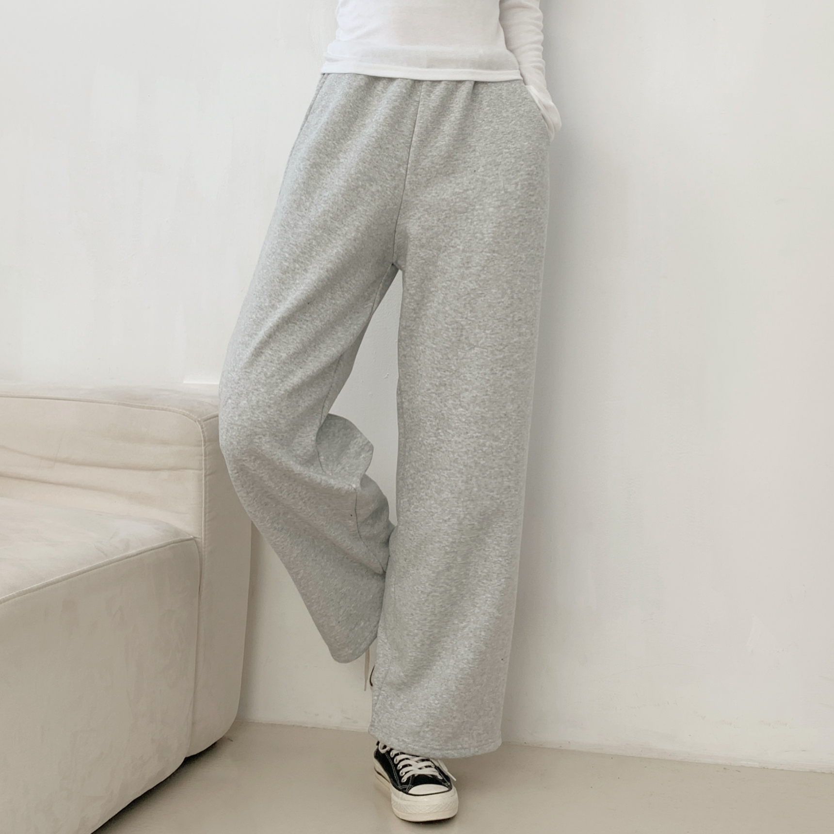 ファー裏地ドローストリングウエストゴムワイドカラーパンツ | 詳細画像8