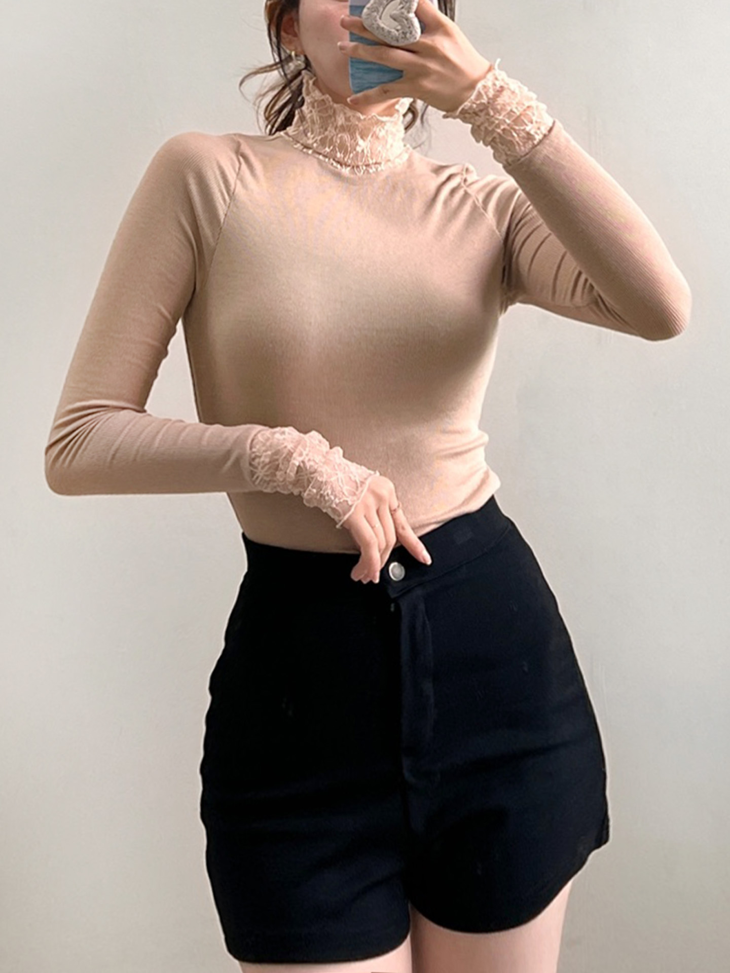 タートルネック長袖レースTシャツ | 詳細画像9