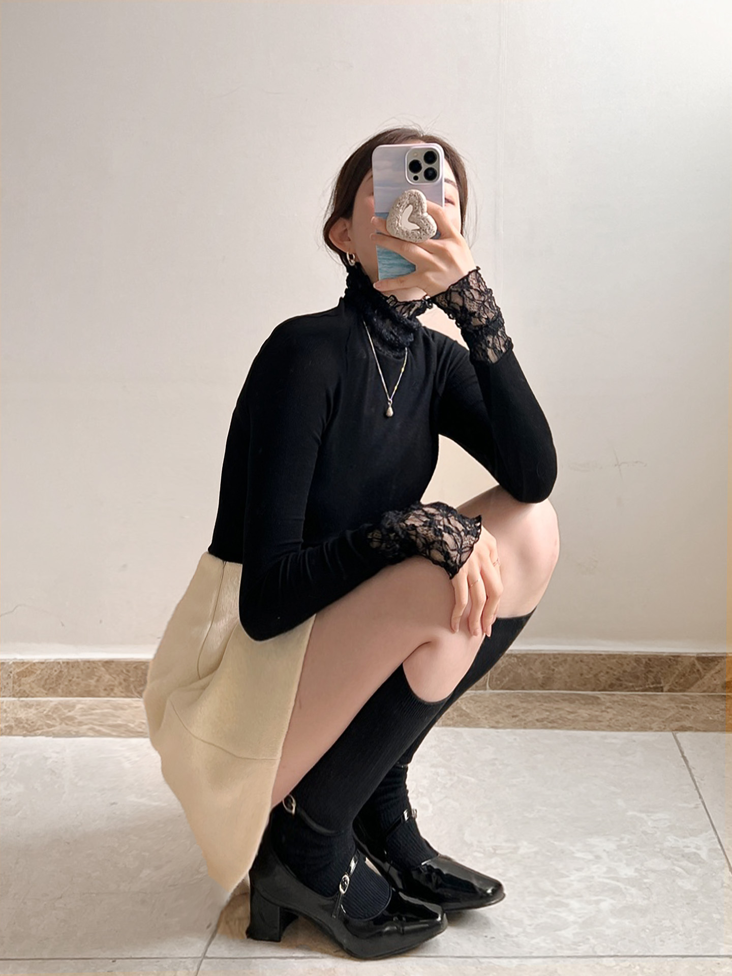 タートルネック長袖レースTシャツ | 詳細画像7