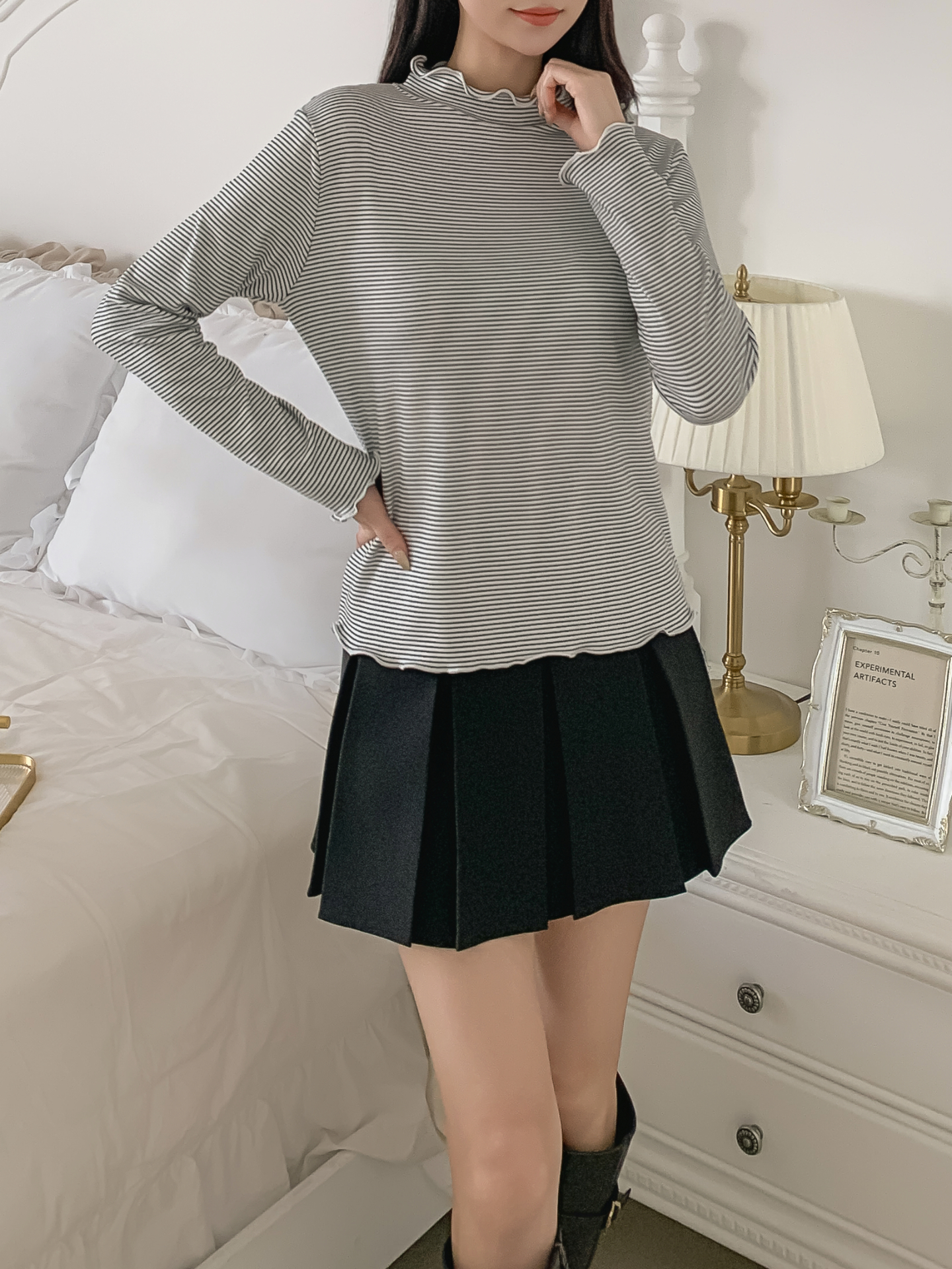 タートルネックメロウ長袖ボーダーTシャツ | 詳細画像13