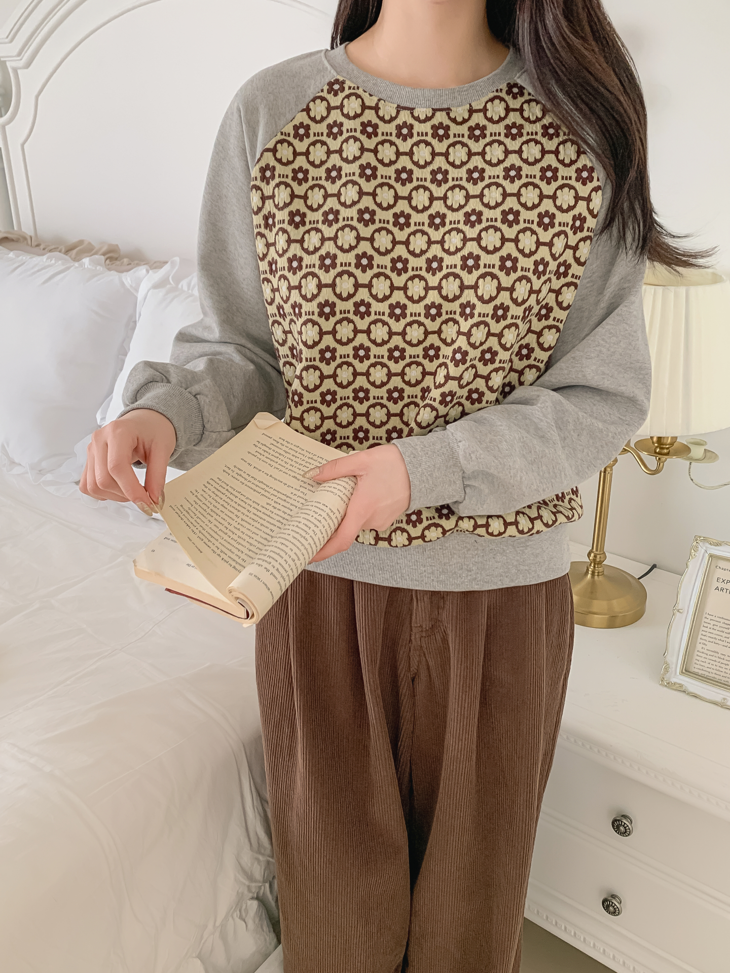 裏起毛ラウンドネック花柄カラースウェット | 詳細画像9