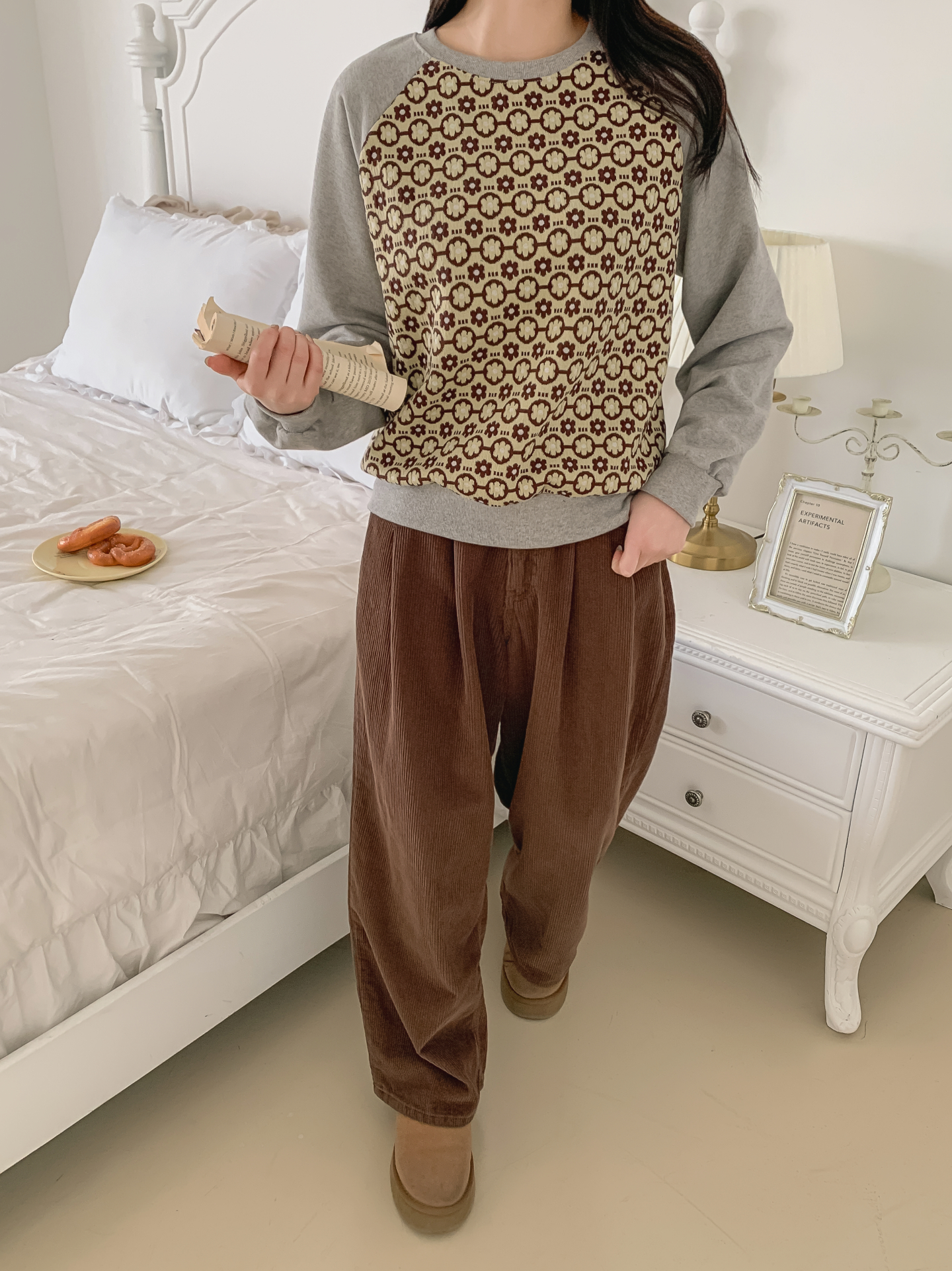 裏起毛ラウンドネック花柄カラースウェット | 詳細画像10