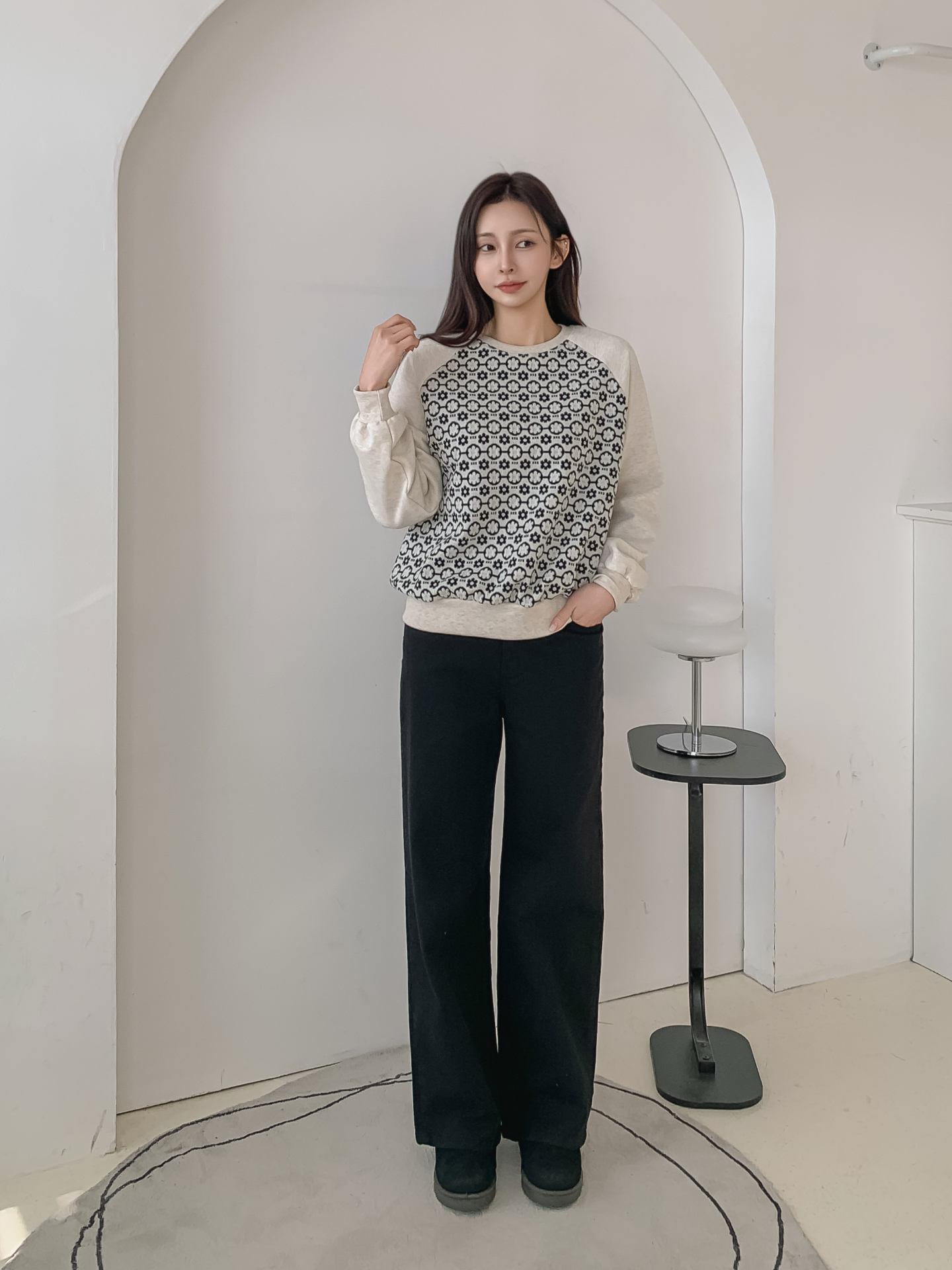 裏起毛ラウンドネック花柄カラースウェット | 詳細画像4