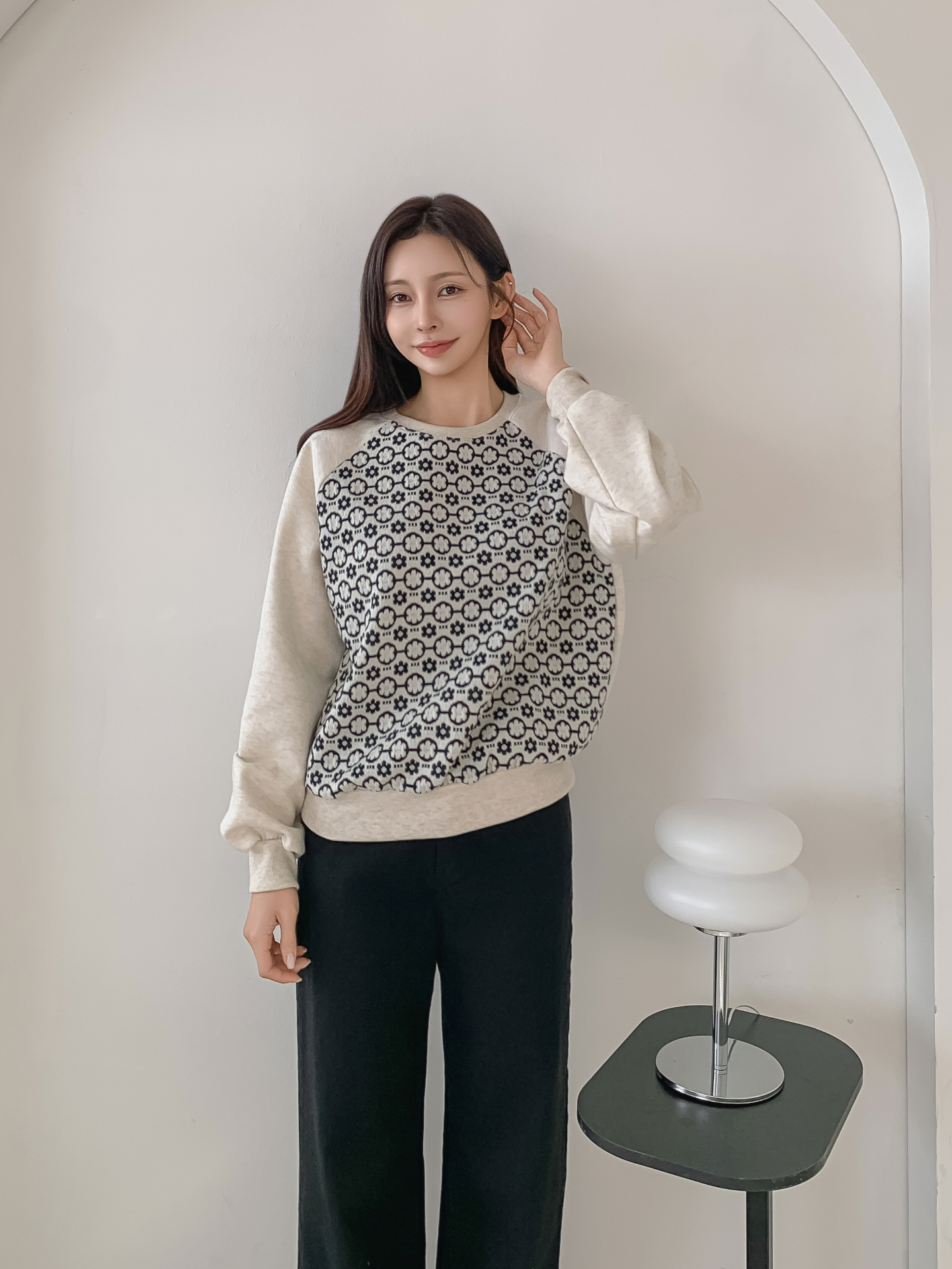 裏起毛ラウンドネック花柄カラースウェット | 詳細画像24