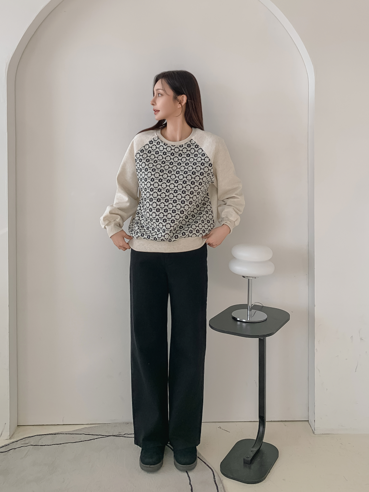 裏起毛ラウンドネック花柄カラースウェット | 詳細画像6