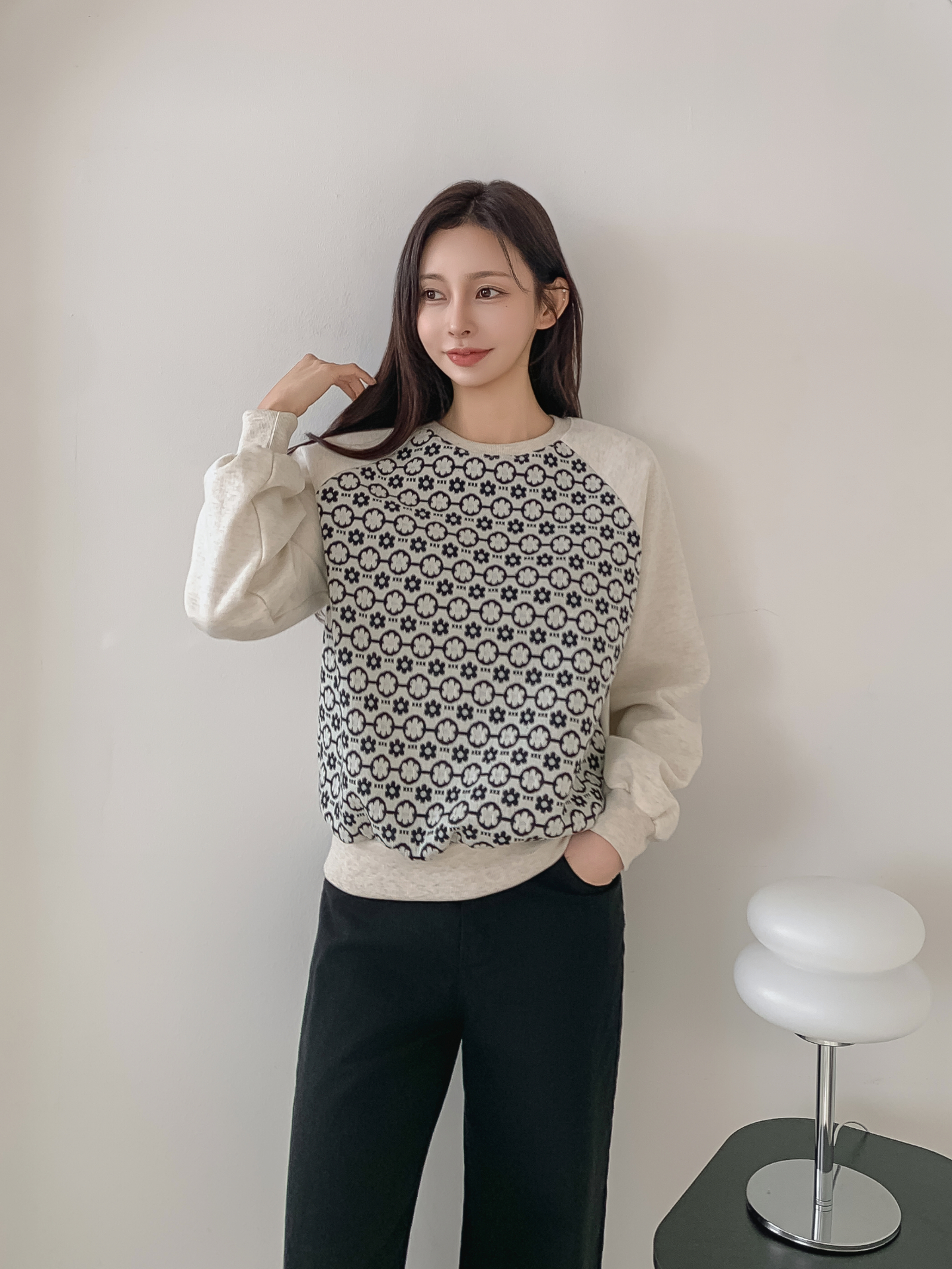 裏起毛ラウンドネック花柄カラースウェット | 詳細画像25