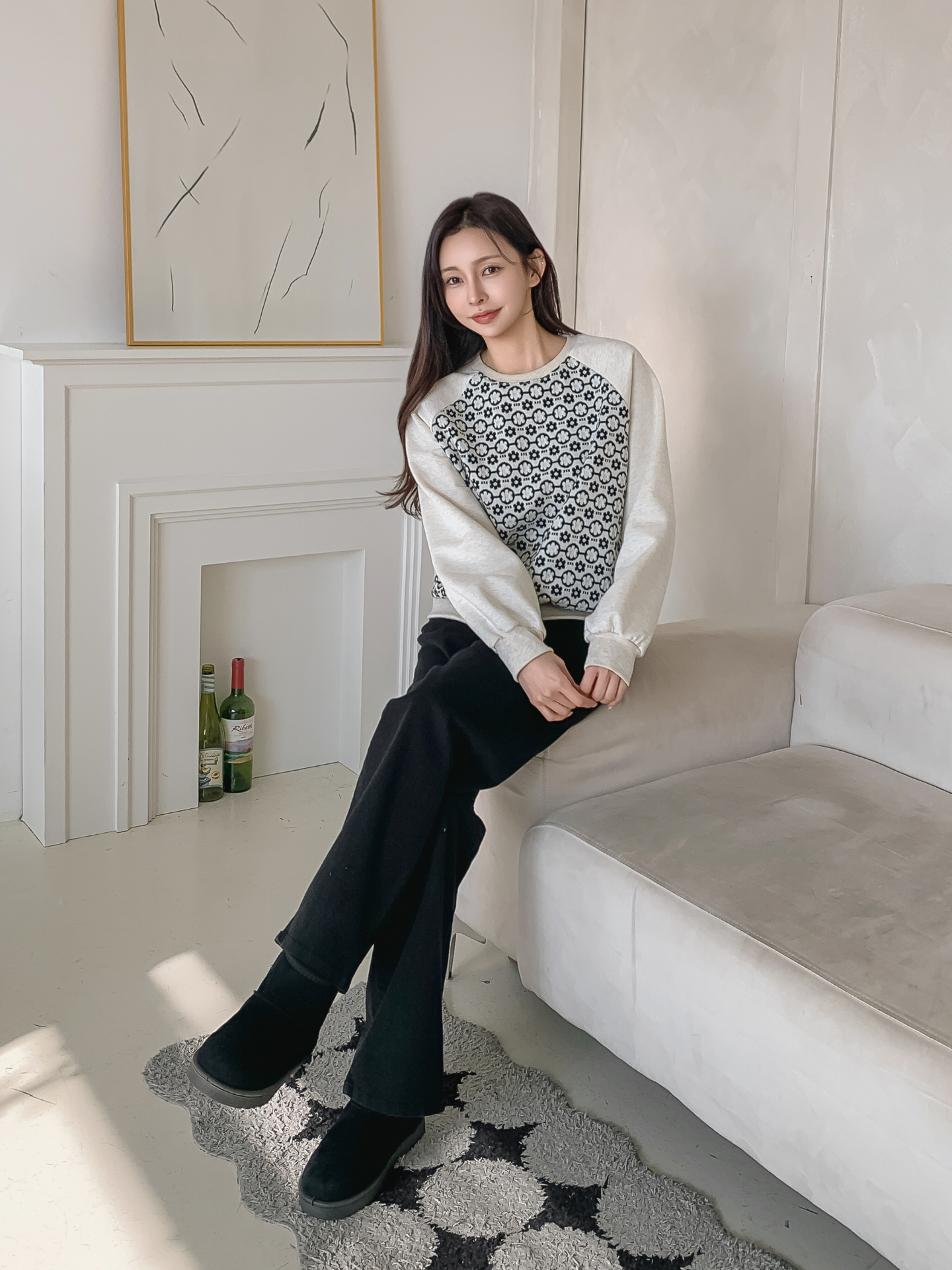 裏起毛ラウンドネック花柄カラースウェット | 詳細画像26