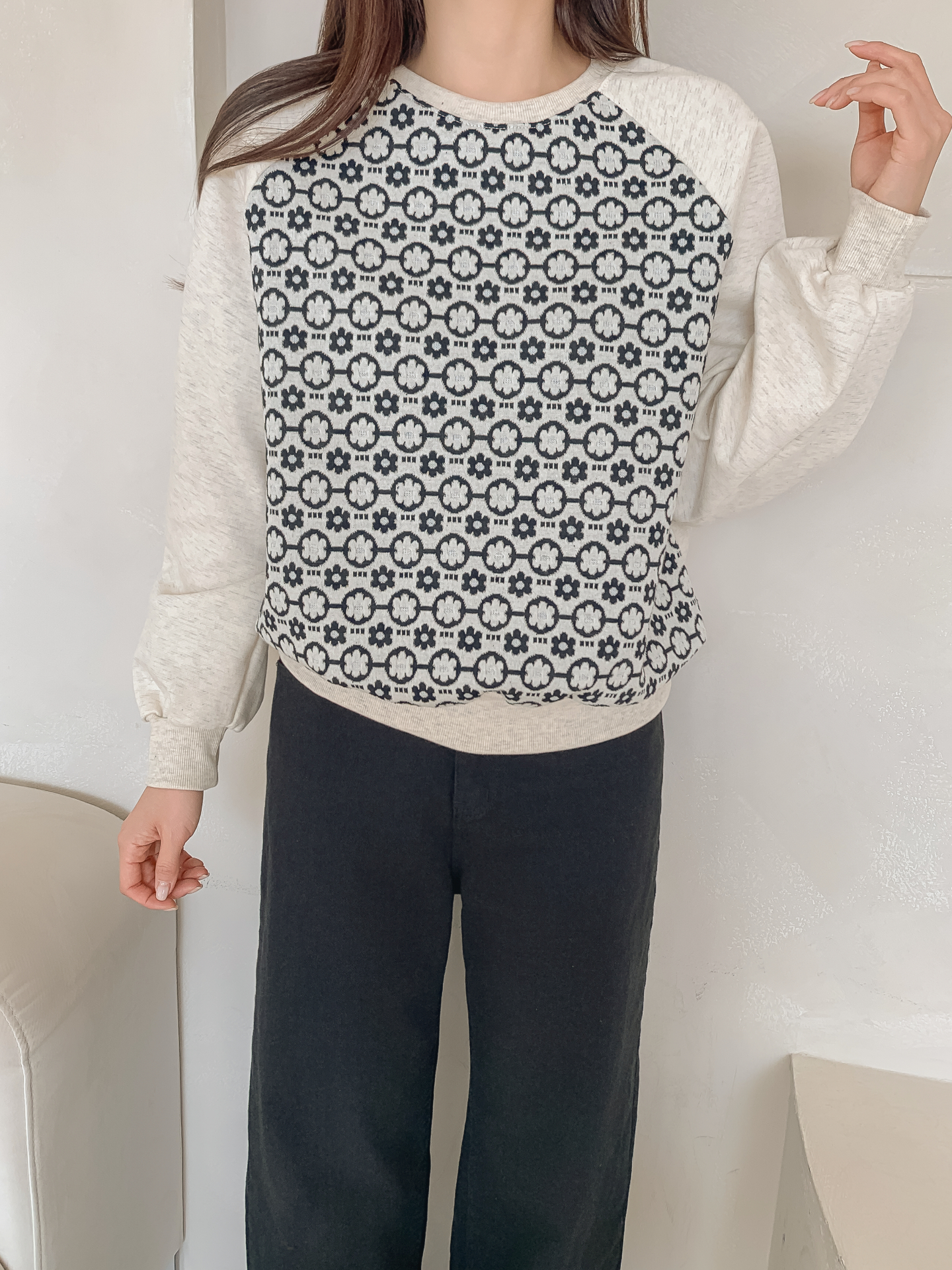 裏起毛ラウンドネック花柄カラースウェット | 詳細画像28