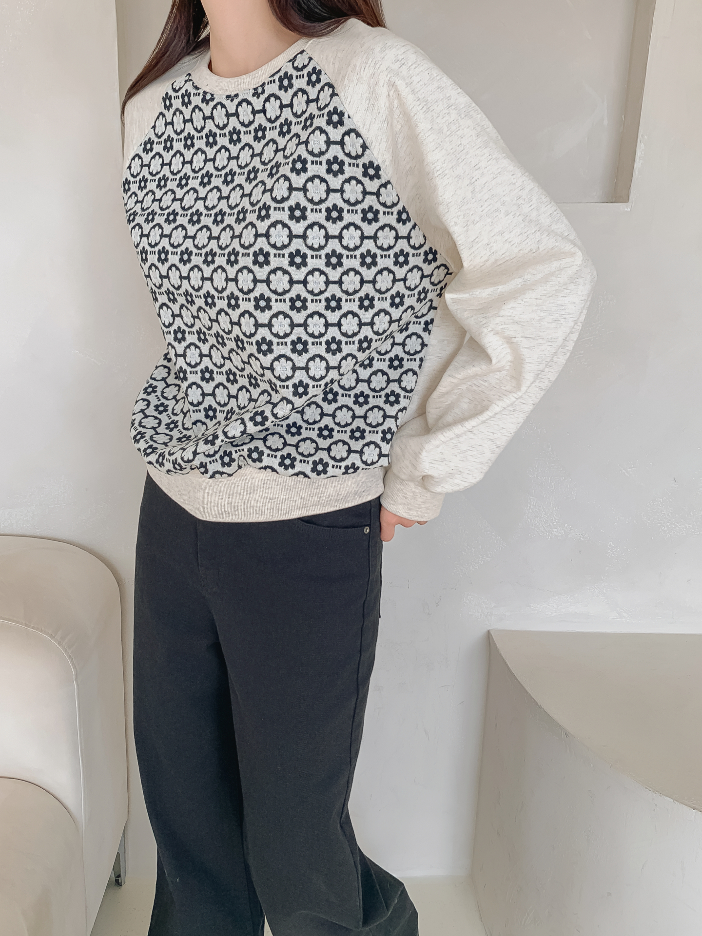 裏起毛ラウンドネック花柄カラースウェット | 詳細画像30