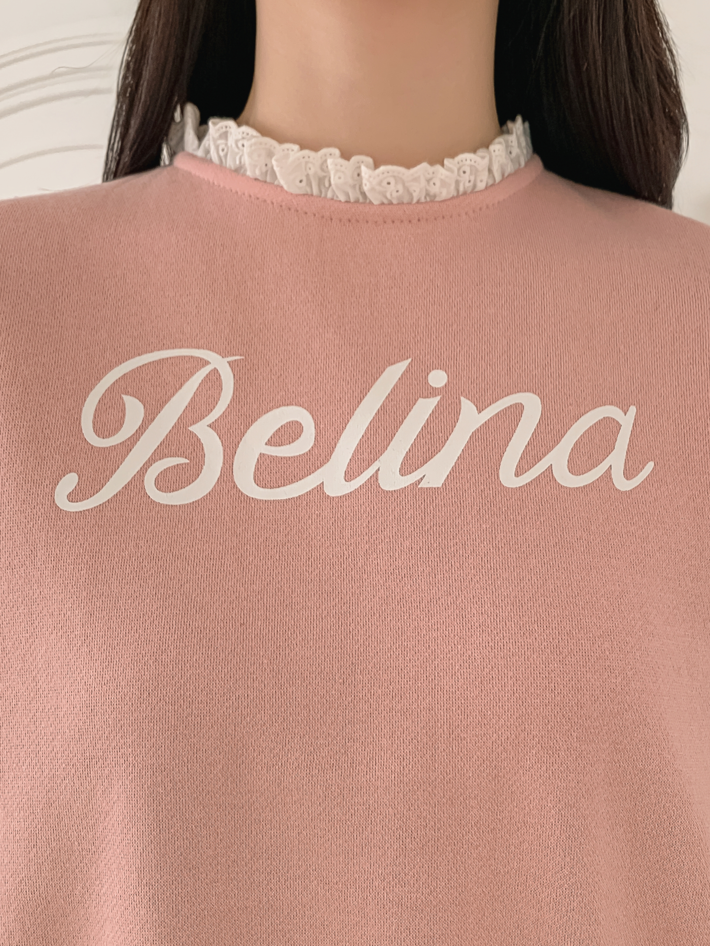 裏起毛ラウンドネックプリントレースカラースウェット | 詳細画像9