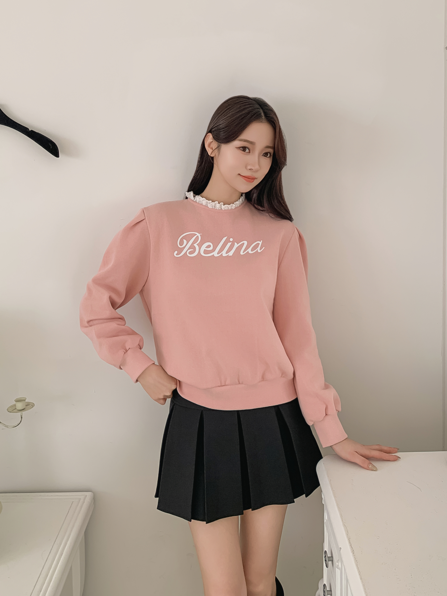 裏起毛ラウンドネックプリントレースカラースウェット | 詳細画像13