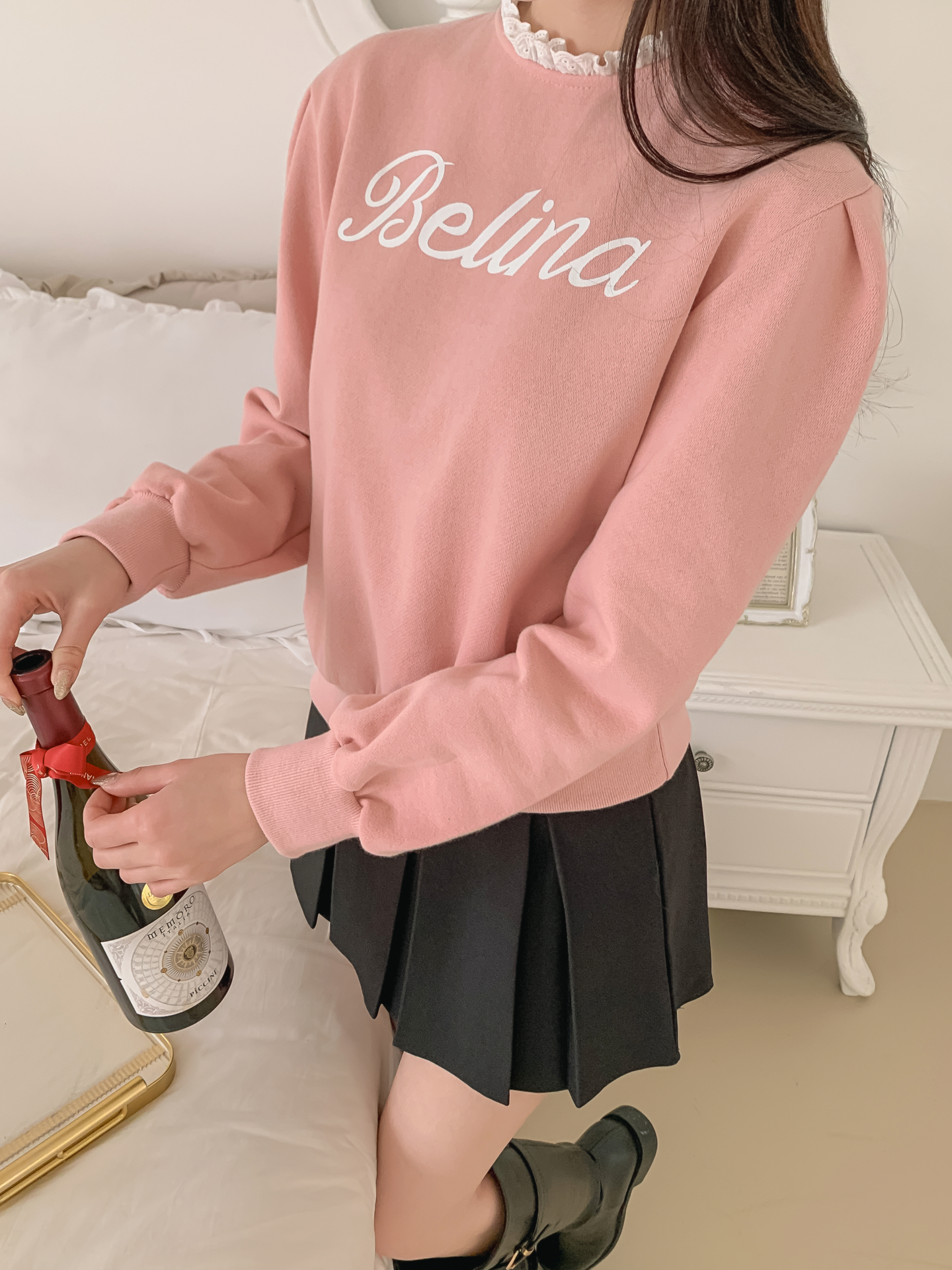 裏起毛ラウンドネックプリントレースカラースウェット | 詳細画像16