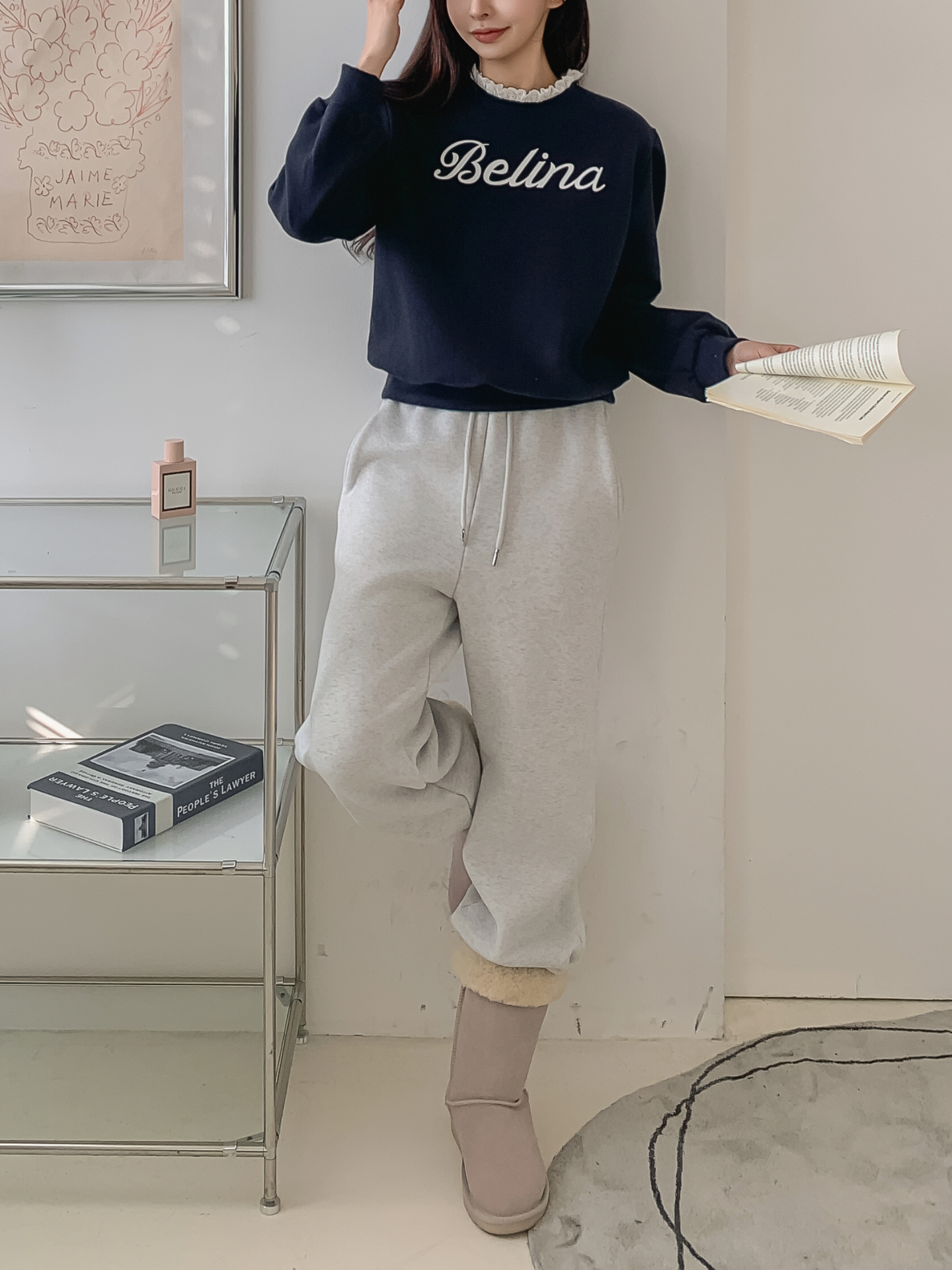 裏起毛ラウンドネックプリントレースカラースウェット | 詳細画像21