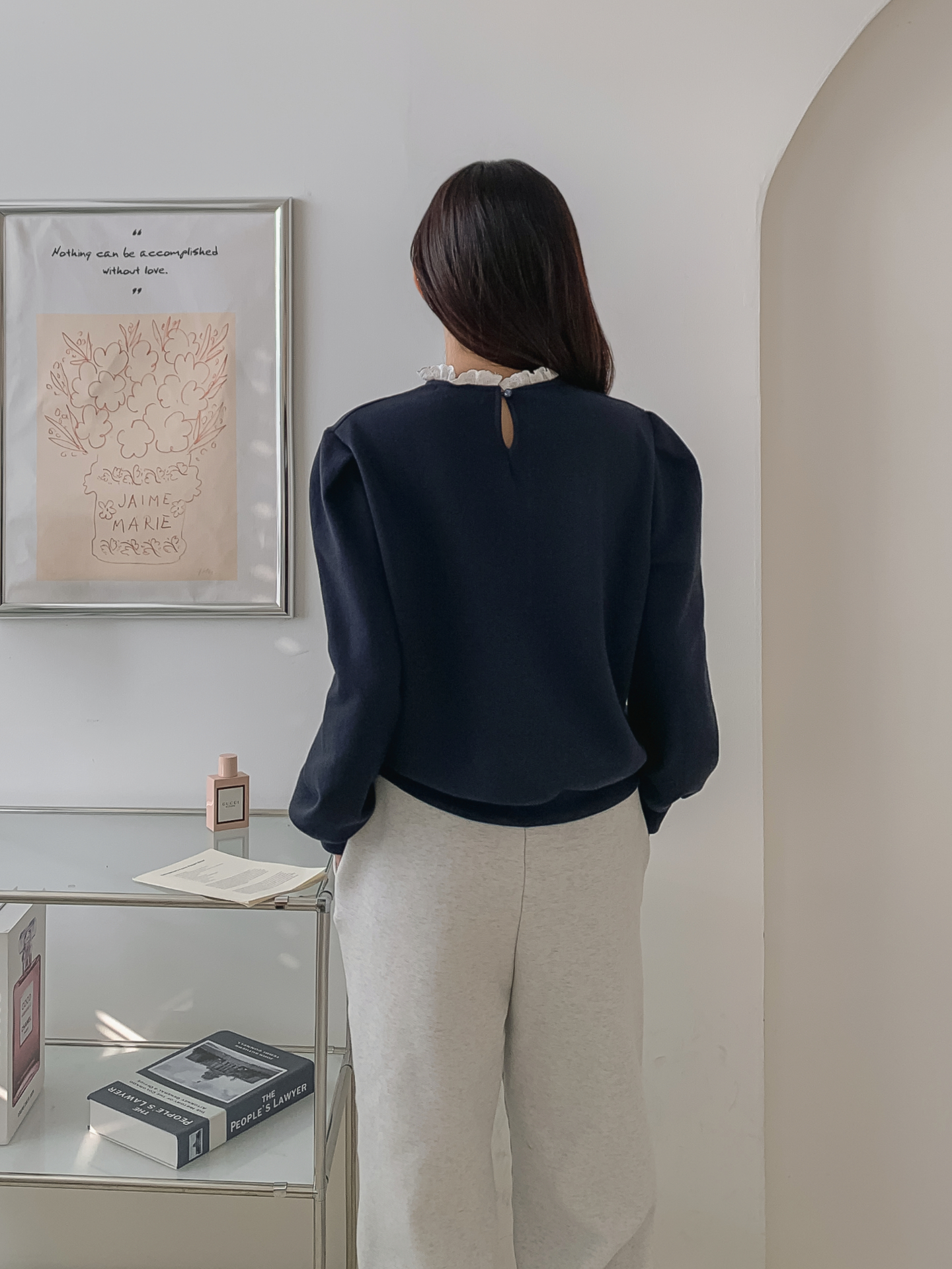 裏起毛ラウンドネックプリントレースカラースウェット | 詳細画像23