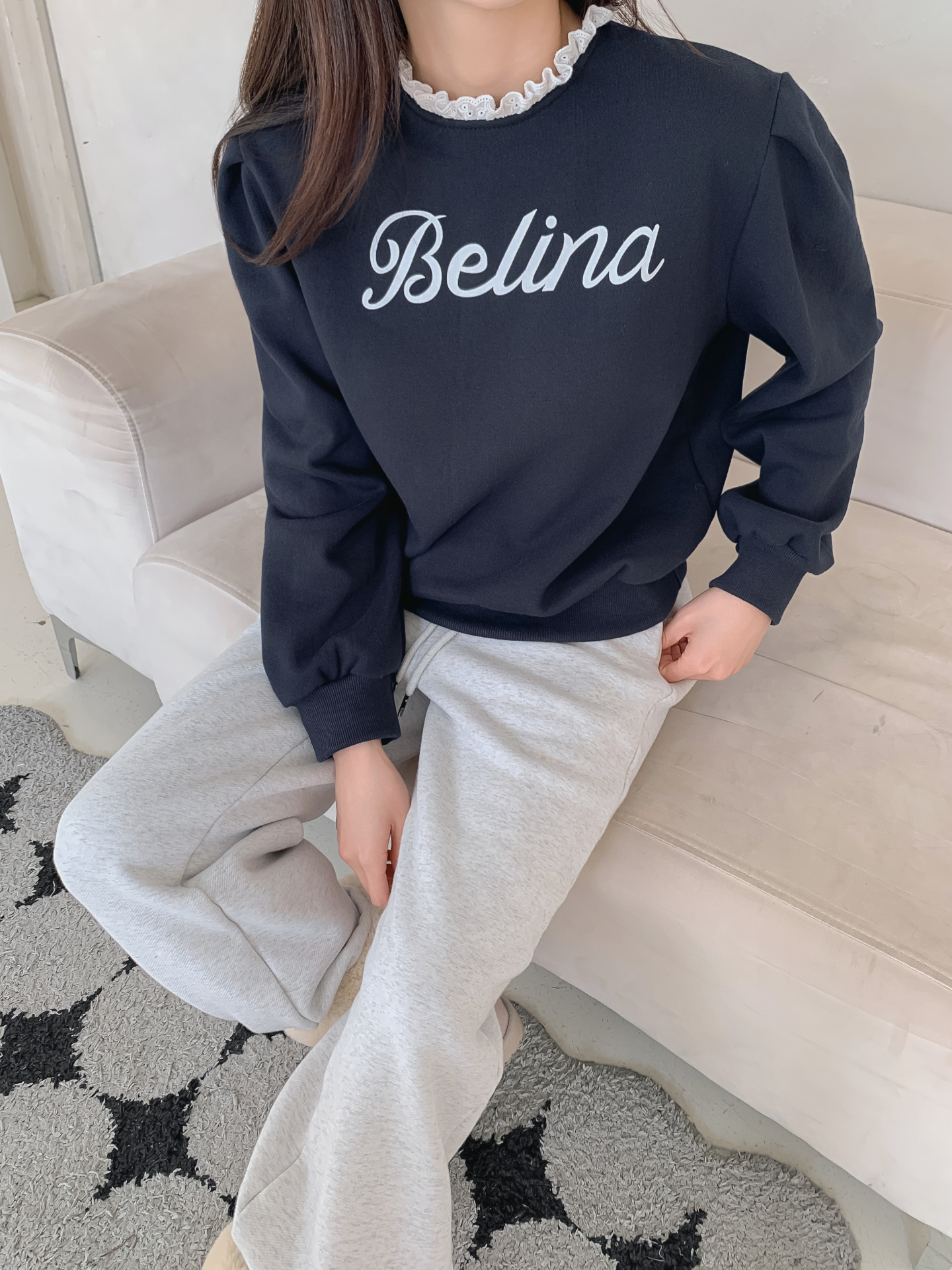 裏起毛ラウンドネックプリントレースカラースウェット | 詳細画像28