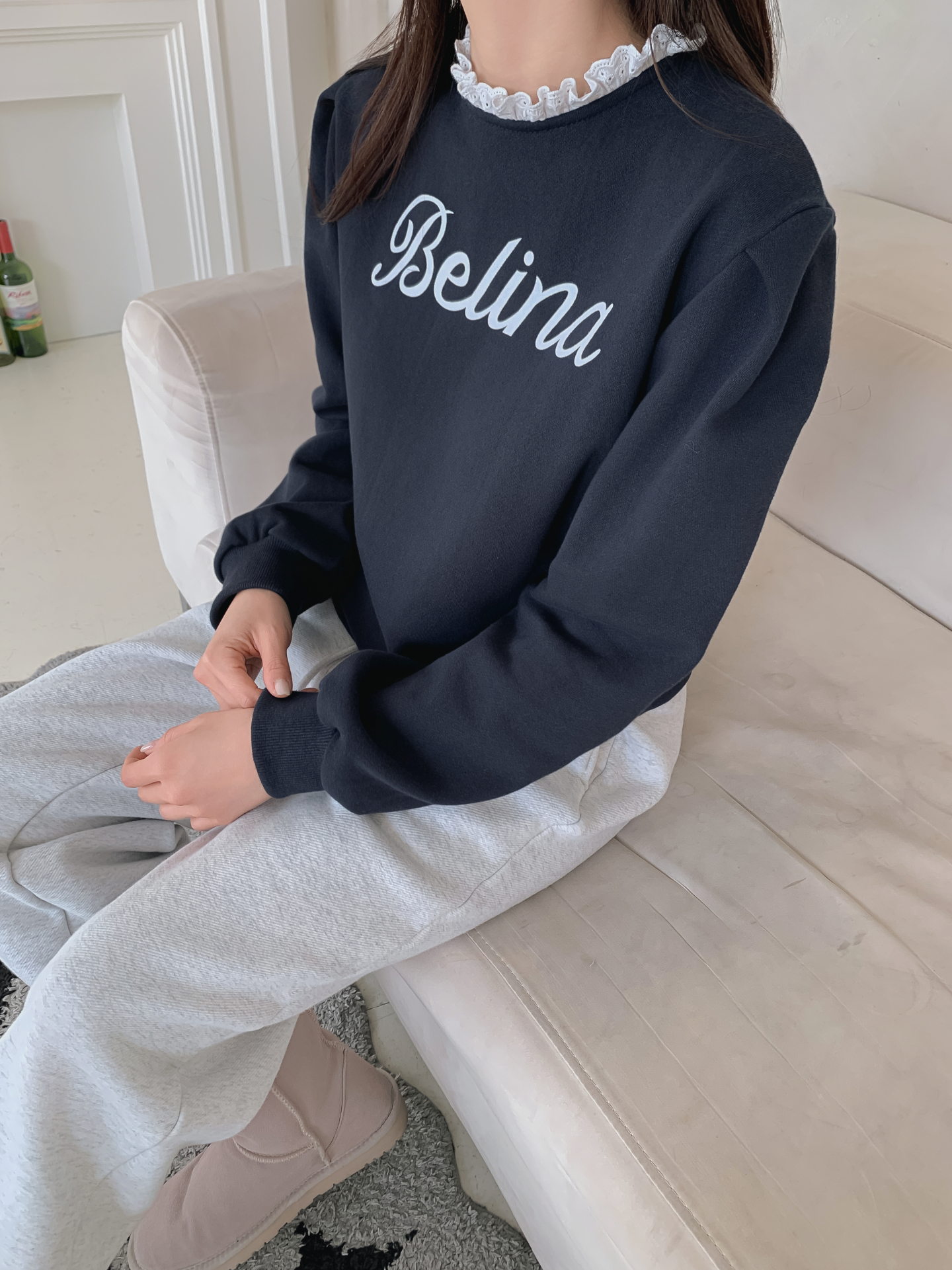 裏起毛ラウンドネックプリントレースカラースウェット | 詳細画像29