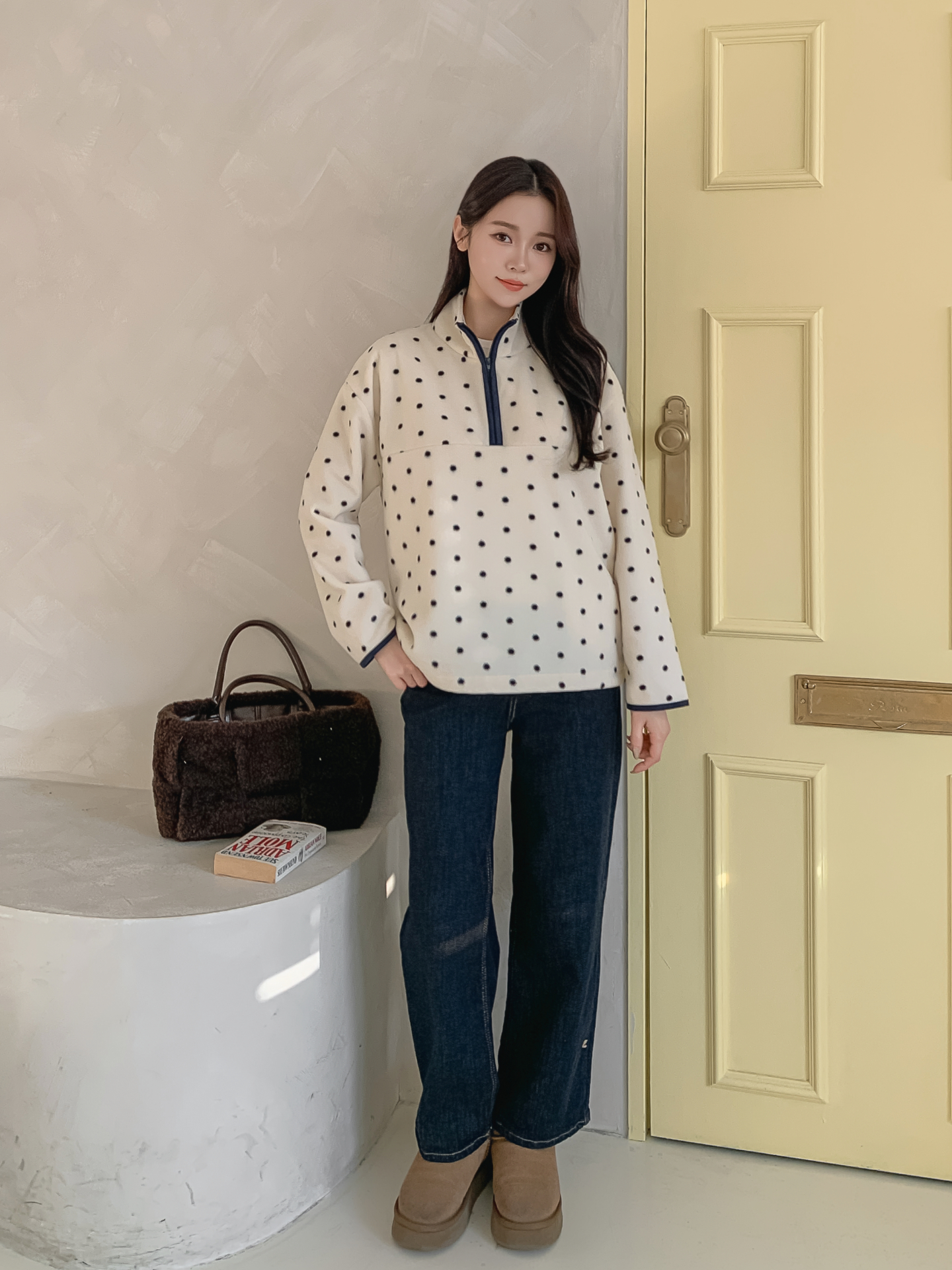 フリースハイネックハーフジップドットスウェット | 詳細画像4