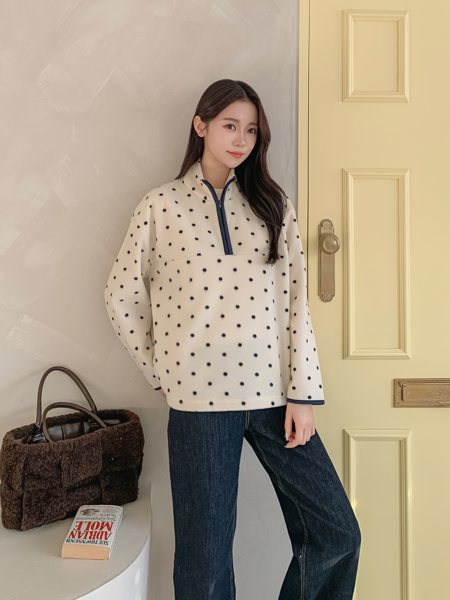 フリースハイネックハーフジップドットスウェット | 詳細画像5