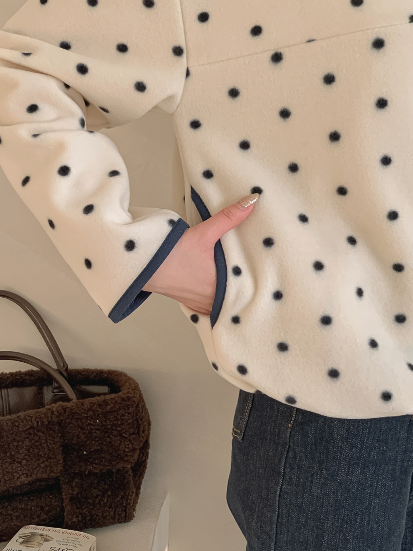 フリースハイネックハーフジップドットスウェット | 詳細画像12