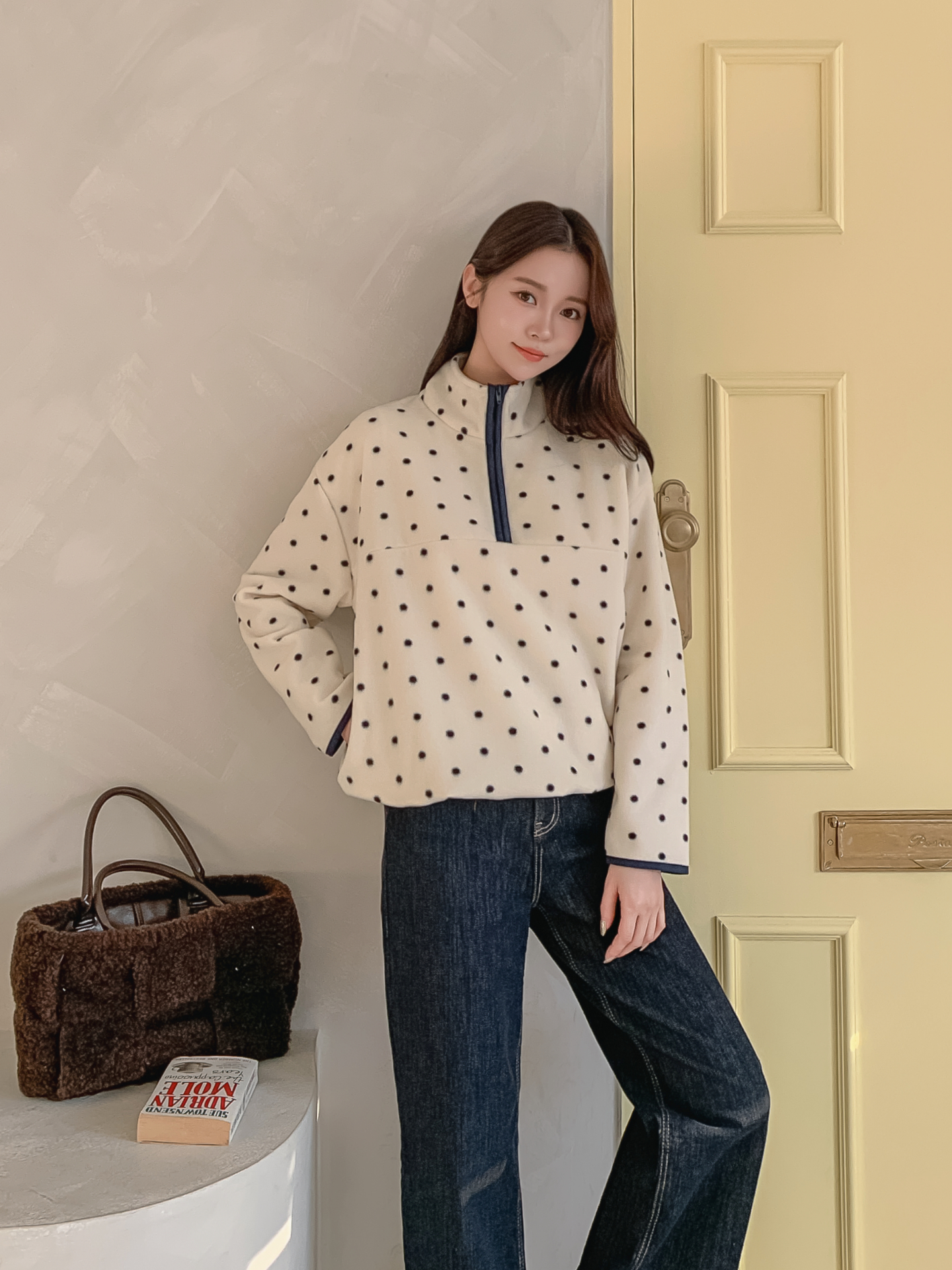 フリースハイネックハーフジップドットスウェット | 詳細画像13