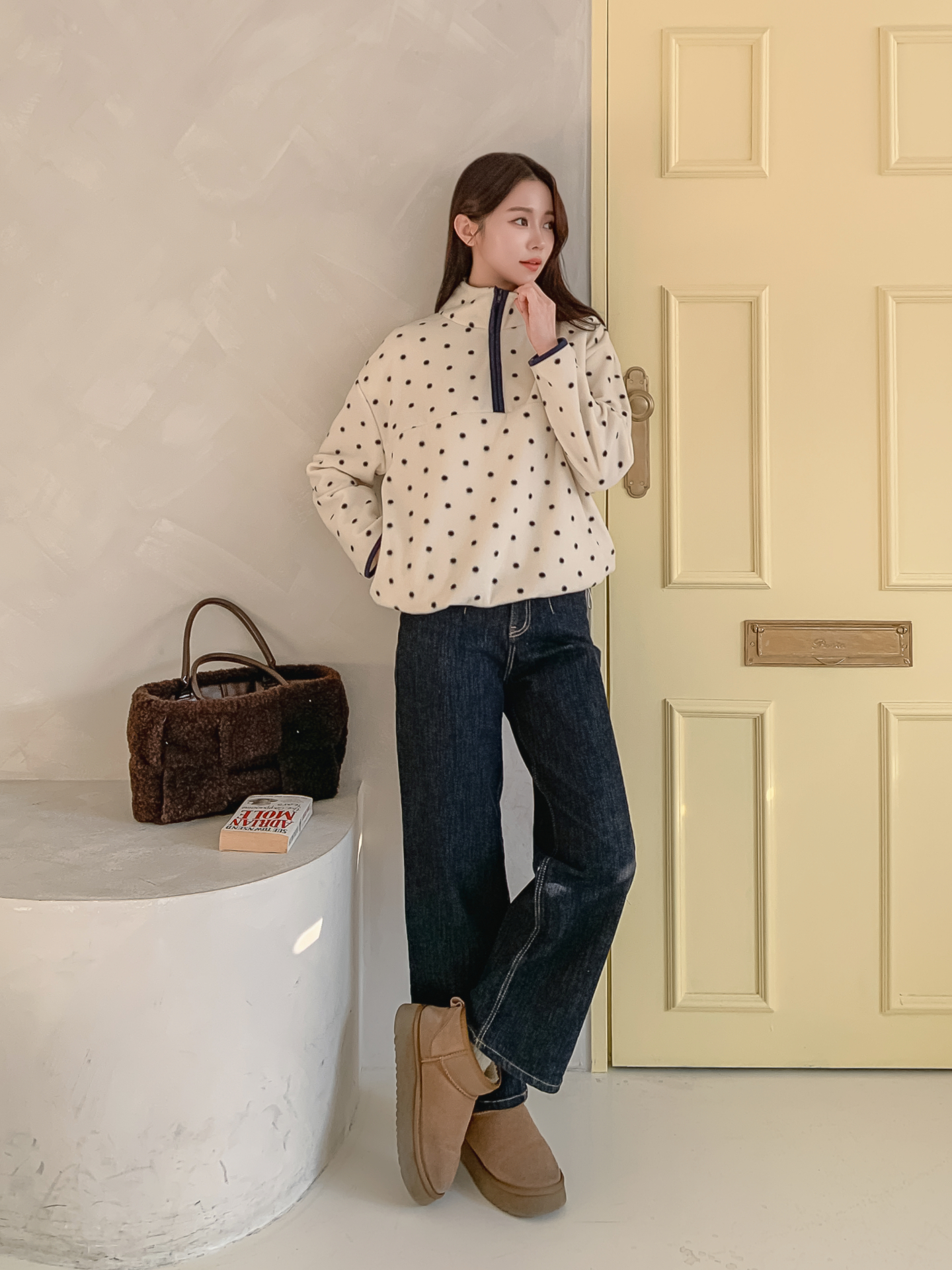 フリースハイネックハーフジップドットスウェット | 詳細画像14