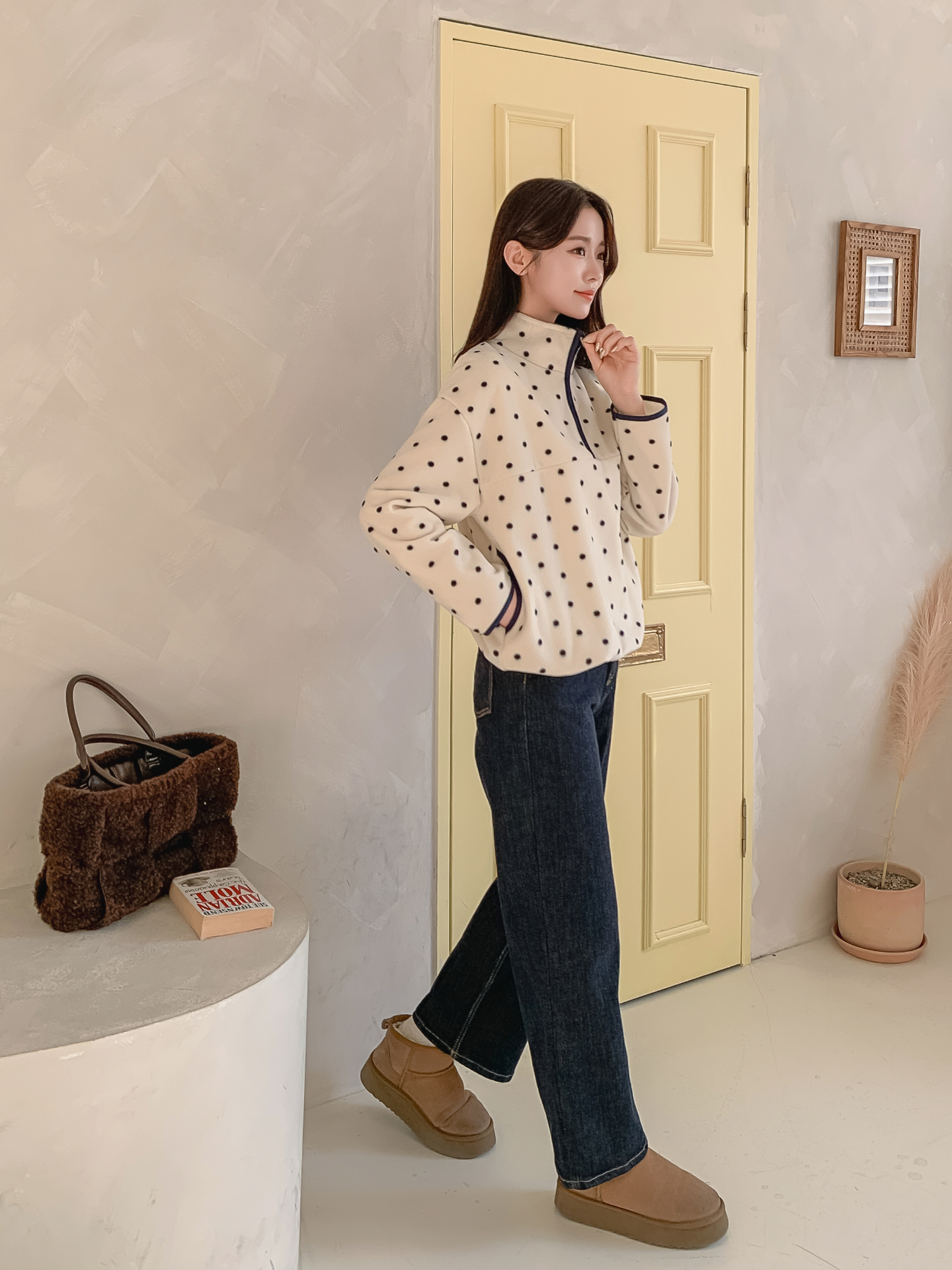 フリースハイネックハーフジップドットスウェット | 詳細画像15