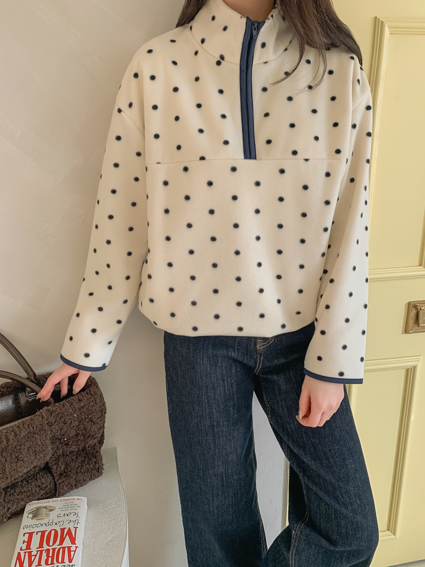 フリースハイネックハーフジップドットスウェット | 詳細画像16