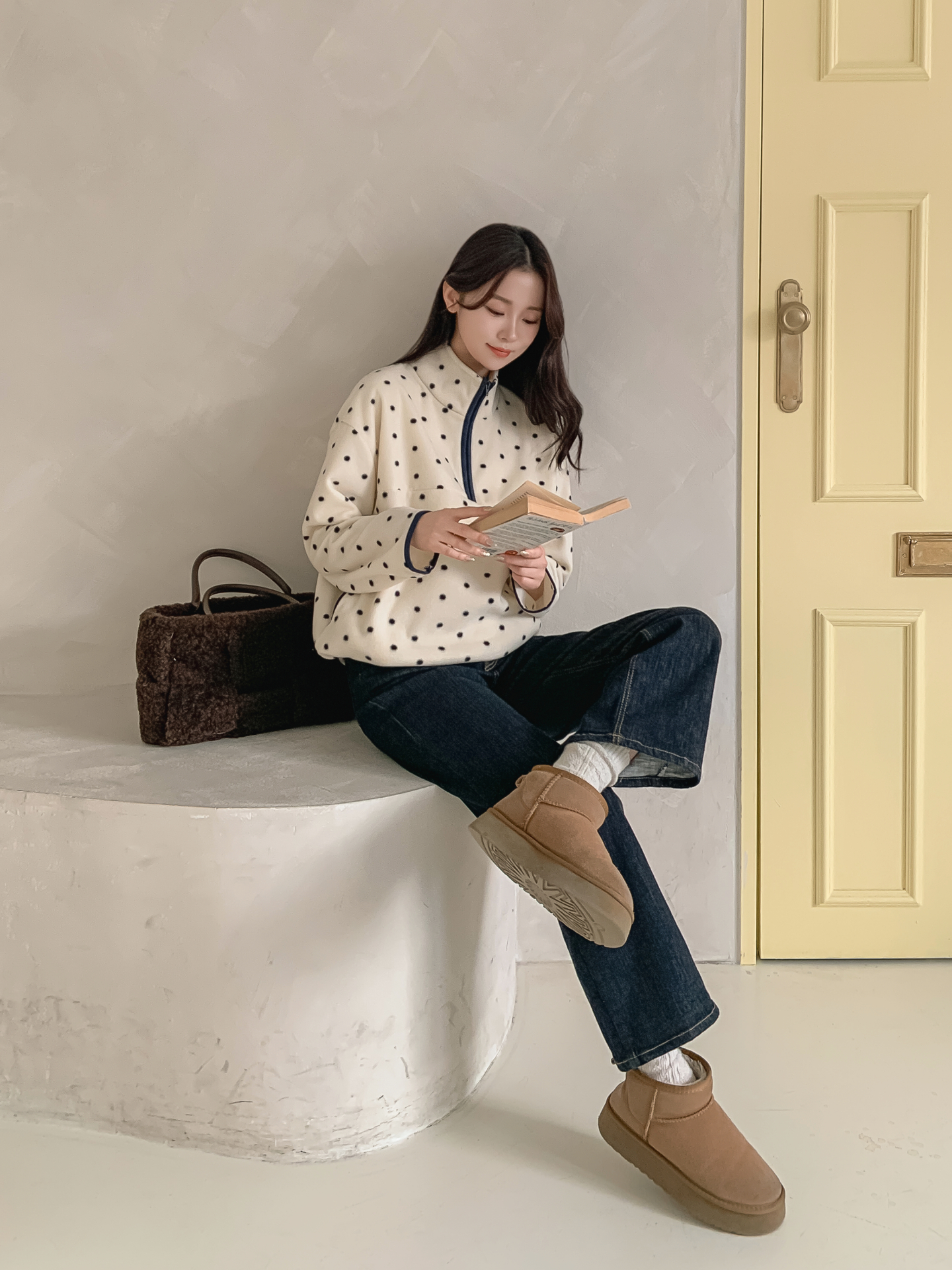 フリースハイネックハーフジップドットスウェット | 詳細画像17