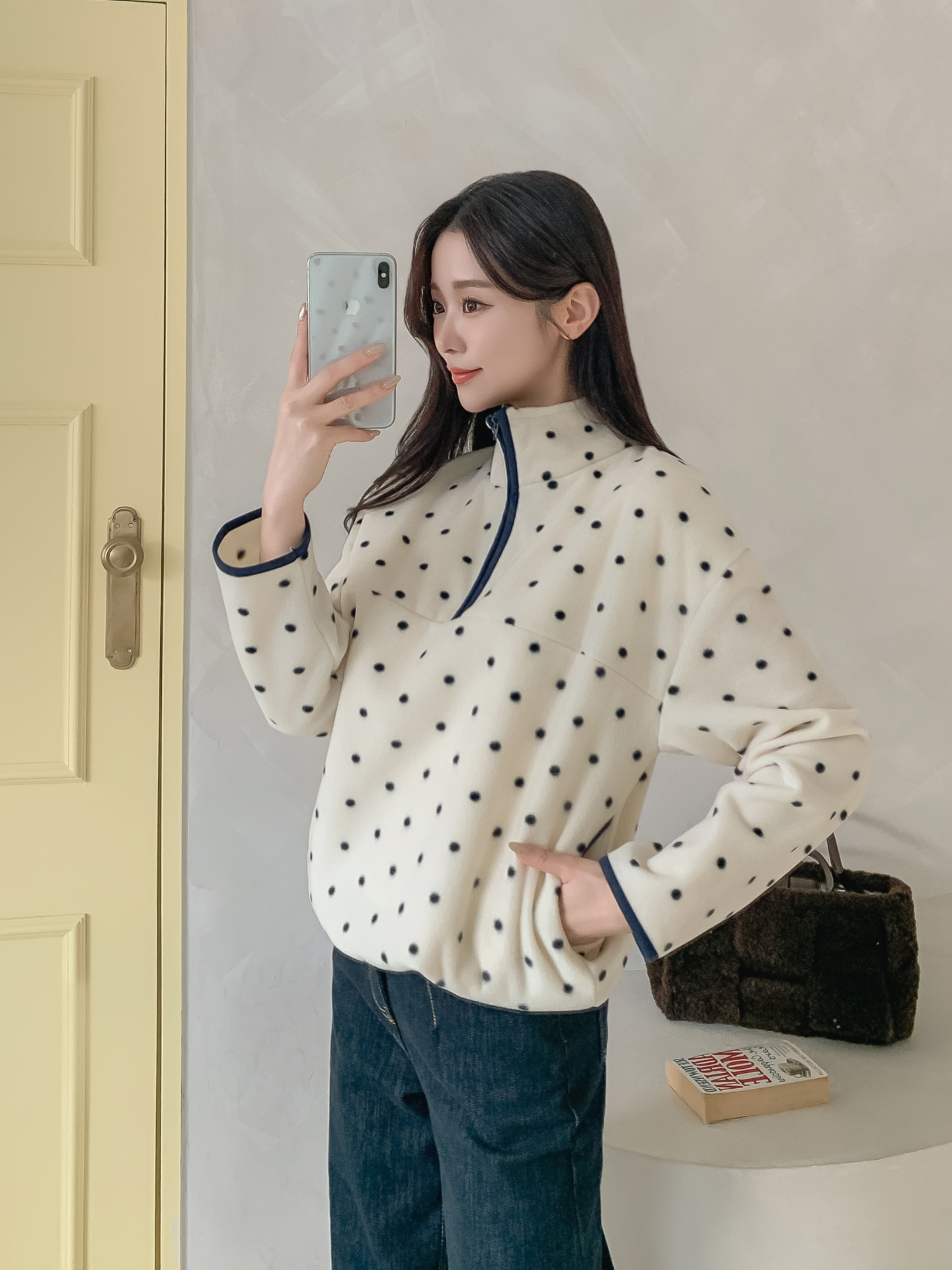 フリースハイネックハーフジップドットスウェット | 詳細画像19