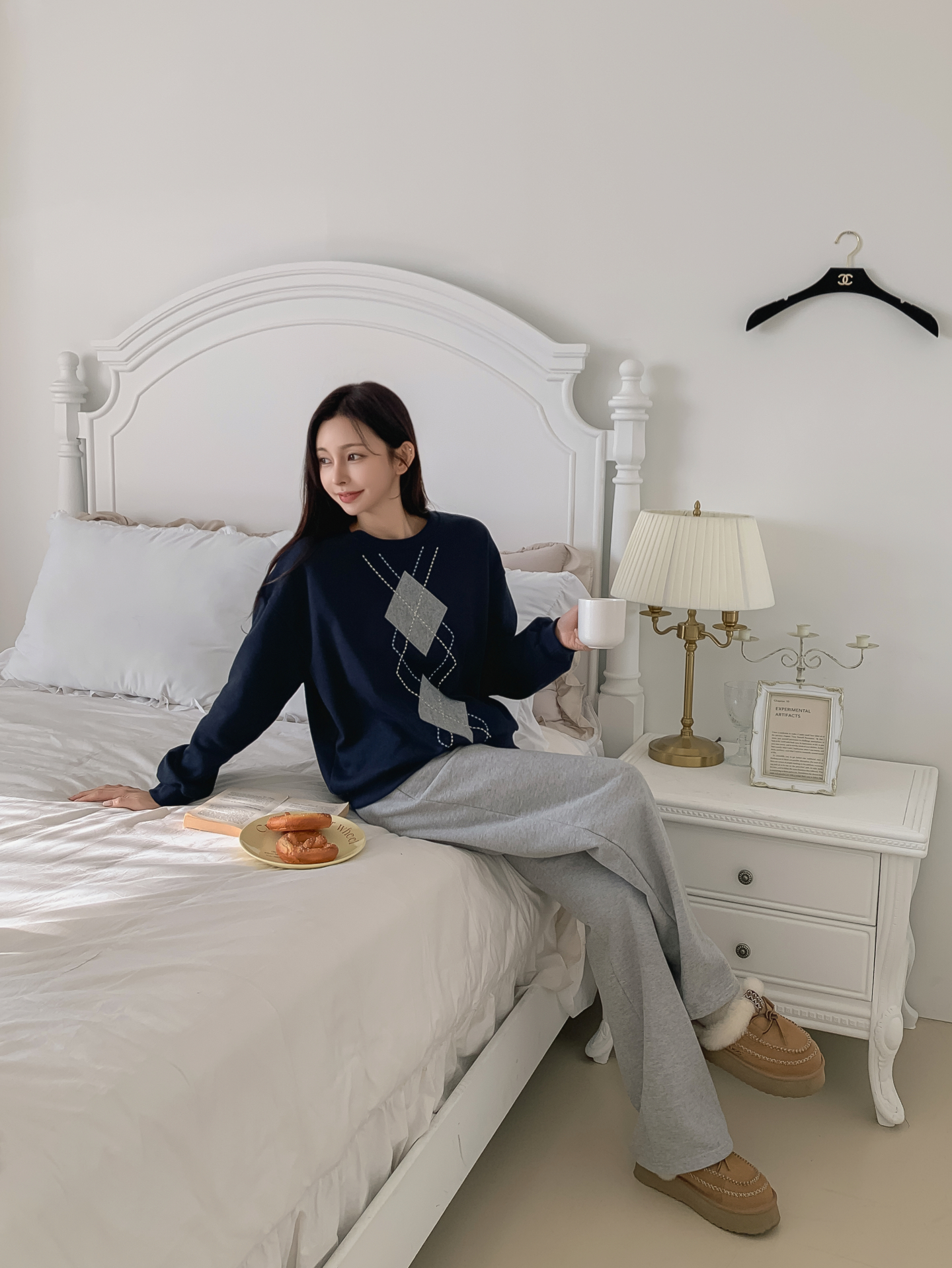 裏起毛ラウンドネックベーシックアーガイルスウェット | 詳細画像17