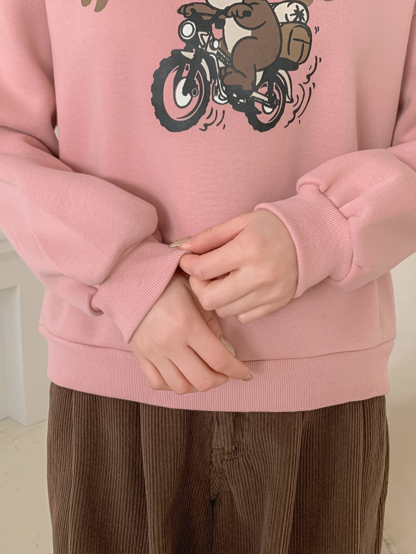 裏起毛ラウンドネックベーシックプリントカラースウェット | 詳細画像10