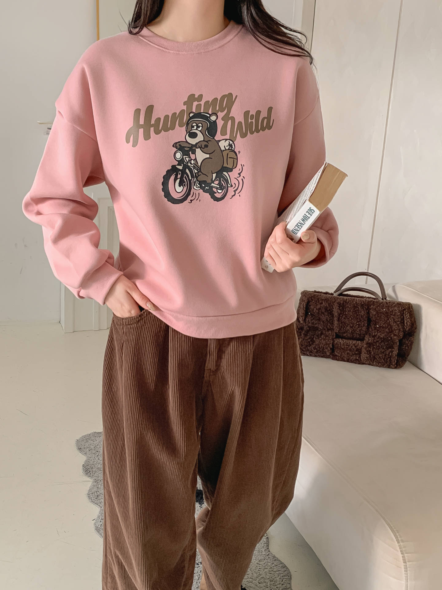 裏起毛ラウンドネックベーシックプリントカラースウェット | 詳細画像14