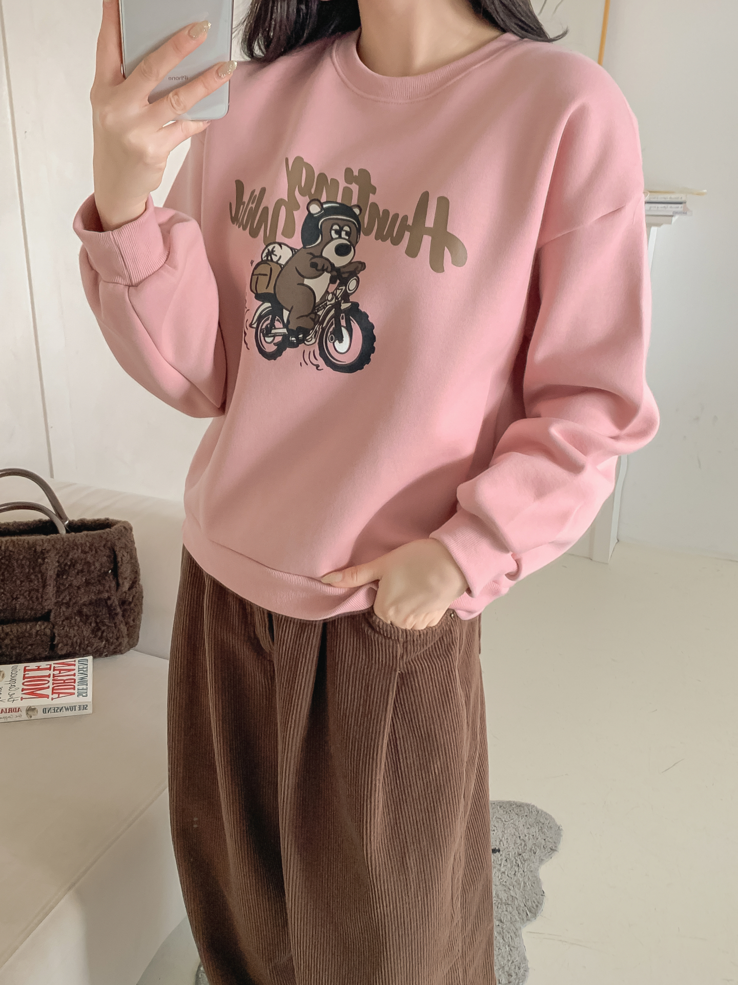 裏起毛ラウンドネックベーシックプリントカラースウェット | 詳細画像16