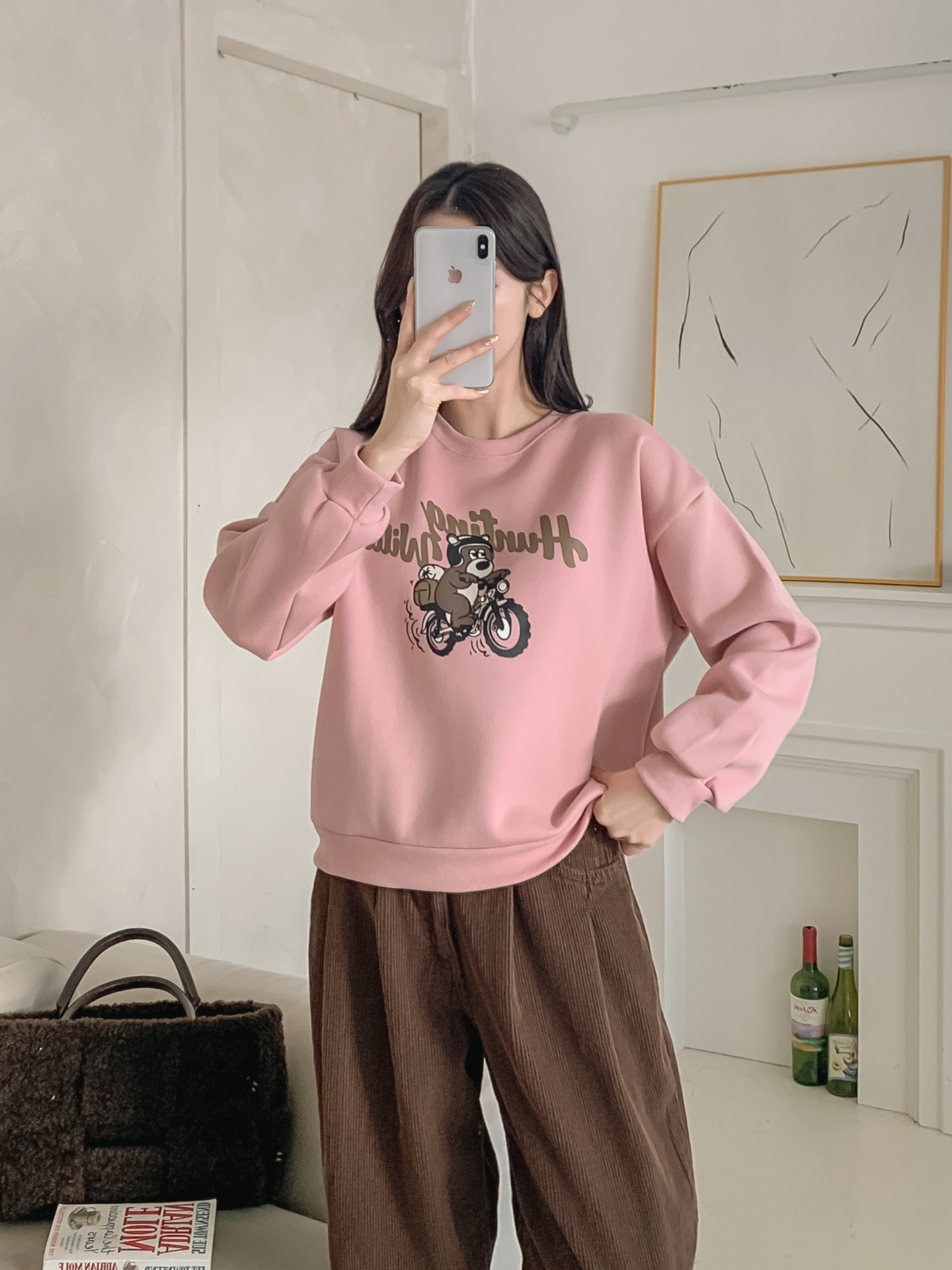 裏起毛ラウンドネックベーシックプリントカラースウェット | 詳細画像17