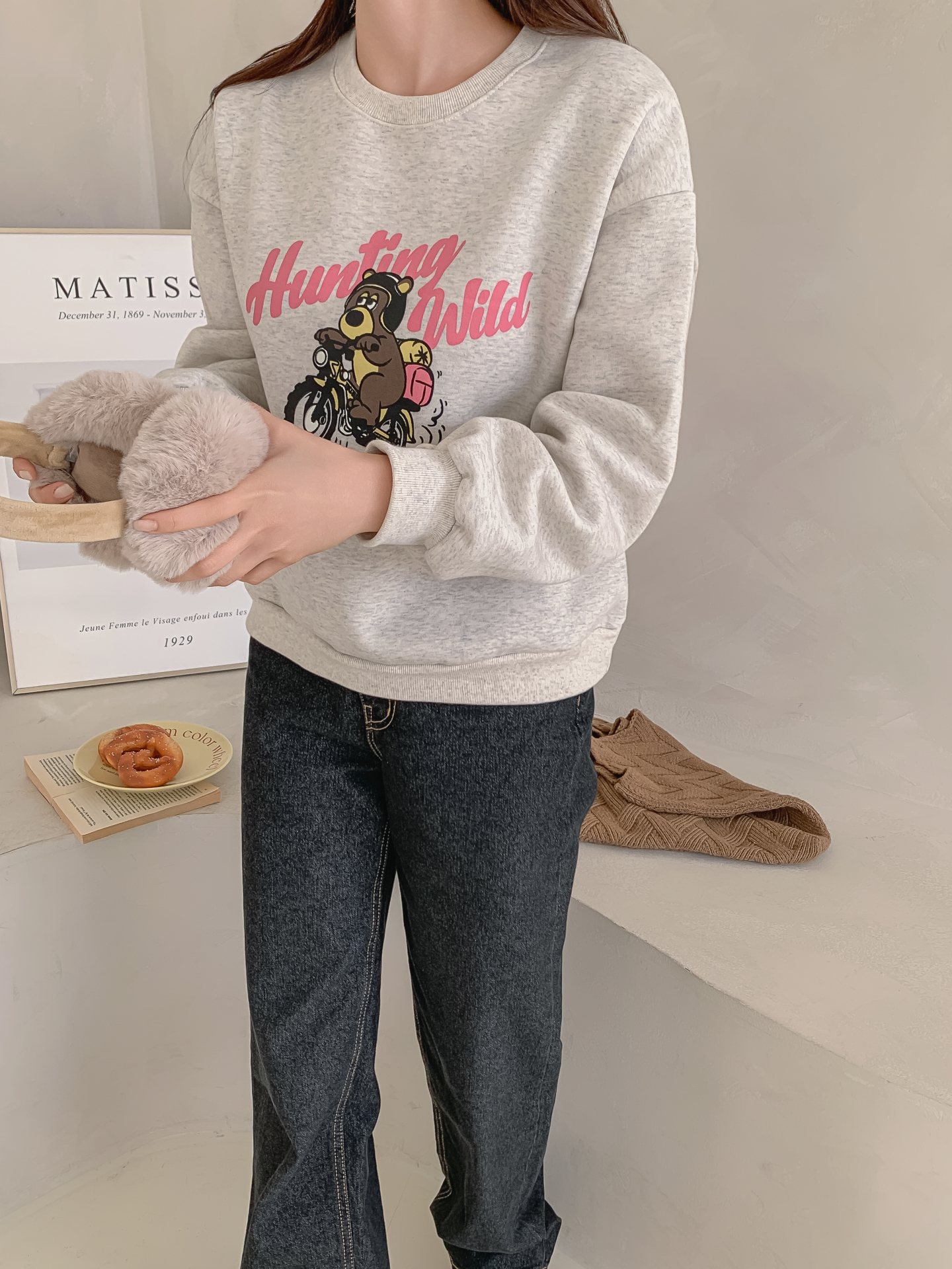 裏起毛ラウンドネックベーシックプリントカラースウェット | 詳細画像30