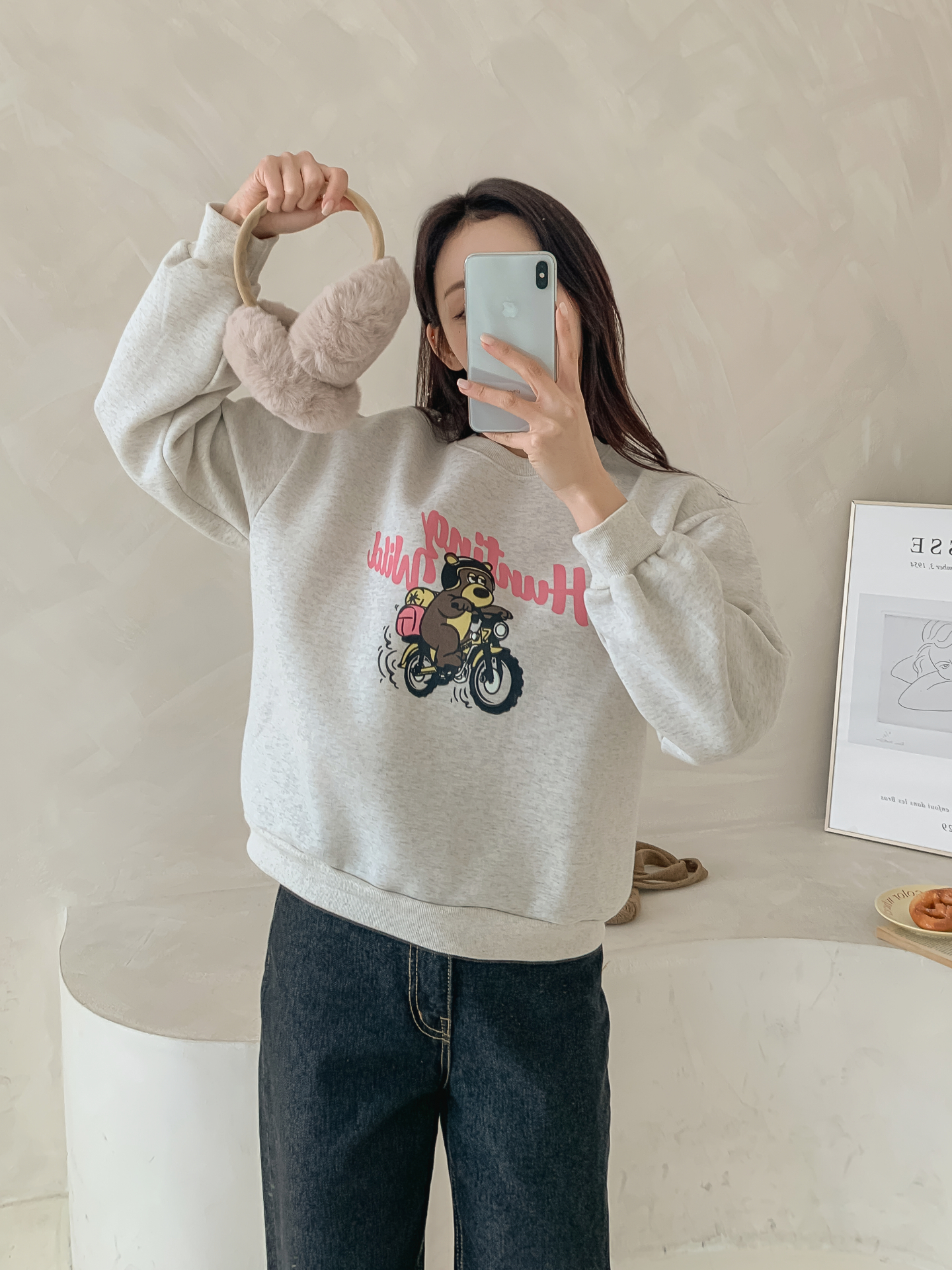 裏起毛ラウンドネックベーシックプリントカラースウェット | 詳細画像32