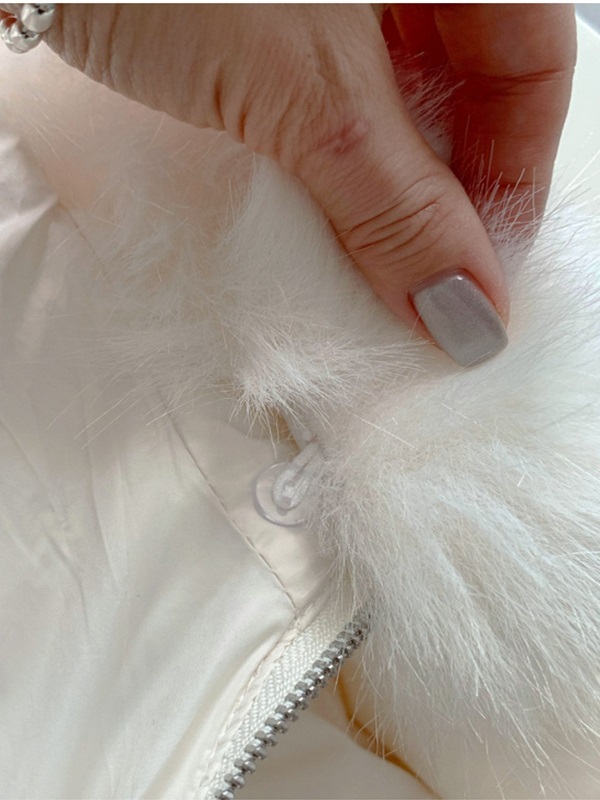 ダックダウンエコファーハイネックフードダウンジャケットベルト付 | 詳細画像14