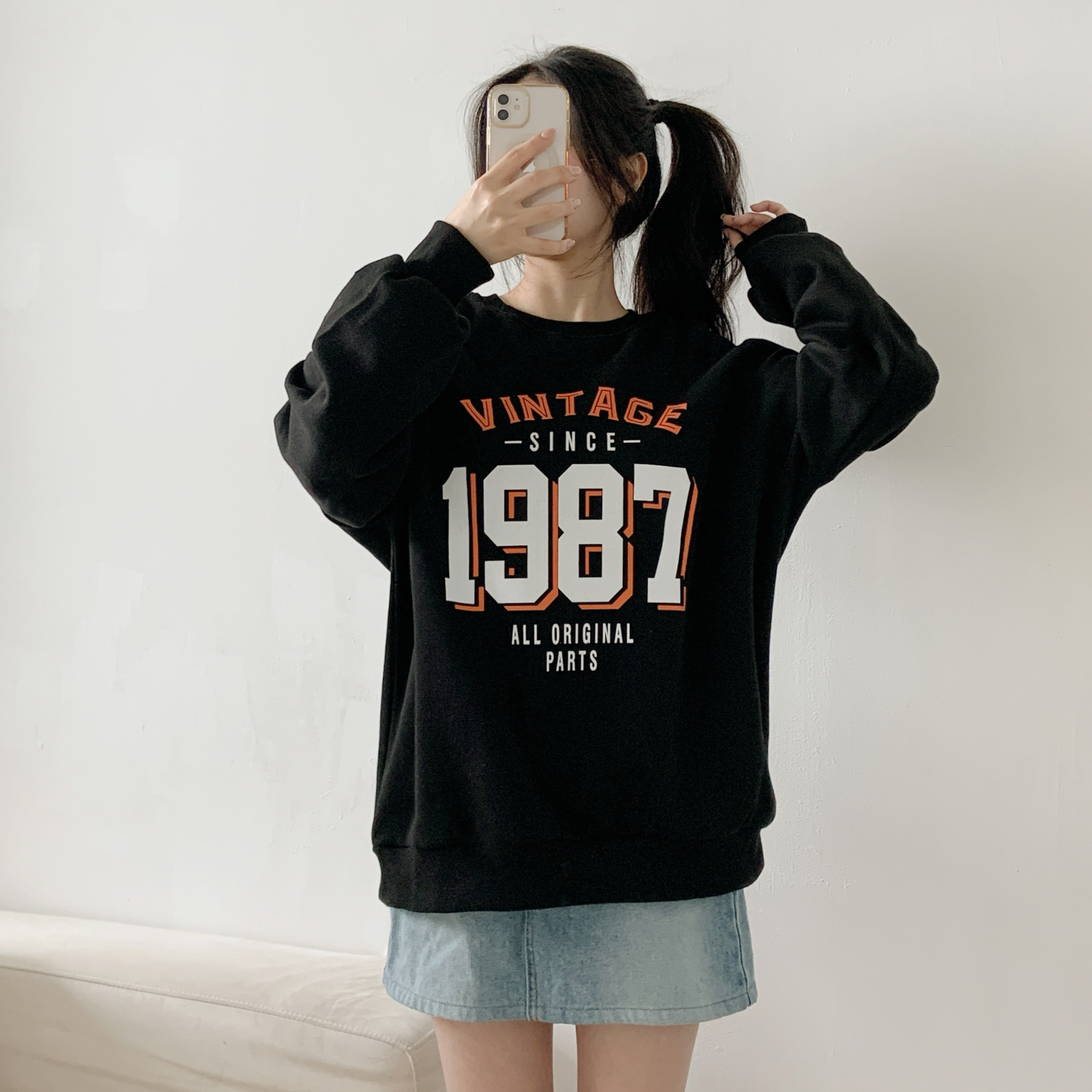 裏起毛ラウンドネックオーバーサイズ長袖プリントスウェット | 詳細画像2