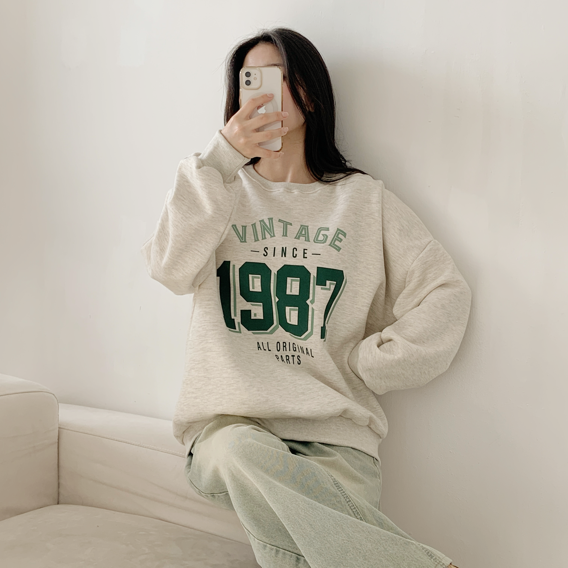 裏起毛ラウンドネックオーバーサイズ長袖プリントスウェット | 詳細画像11