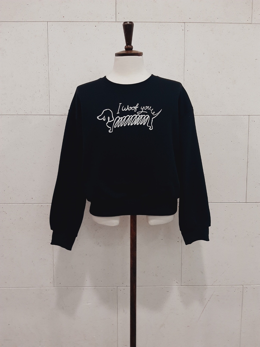 裏起毛ラウンドネックレタリング子犬犬ころスウェット | 詳細画像3