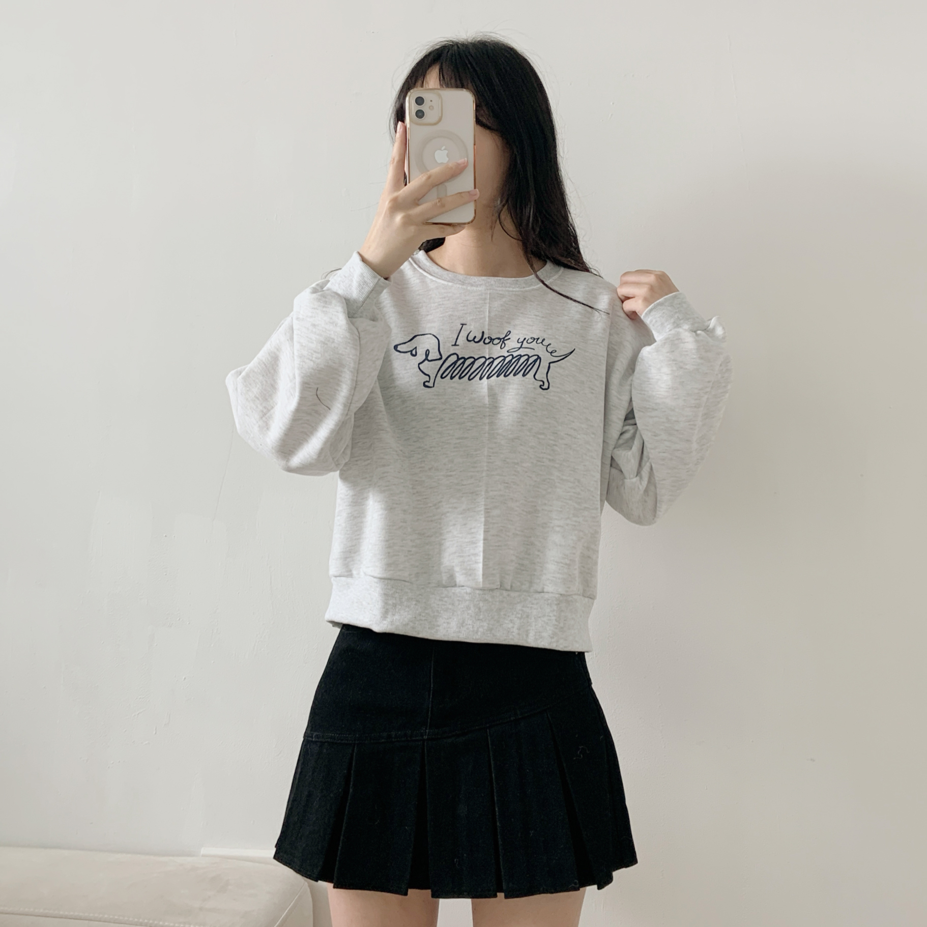 裏起毛ラウンドネックレタリング子犬犬ころスウェット | 詳細画像7