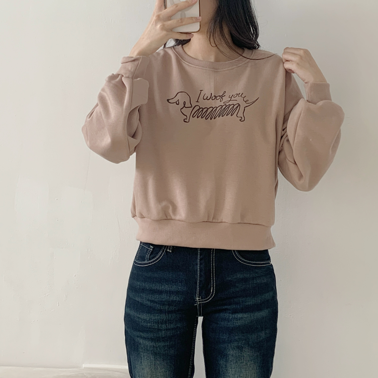 裏起毛ラウンドネックレタリング子犬犬ころスウェット | 詳細画像11