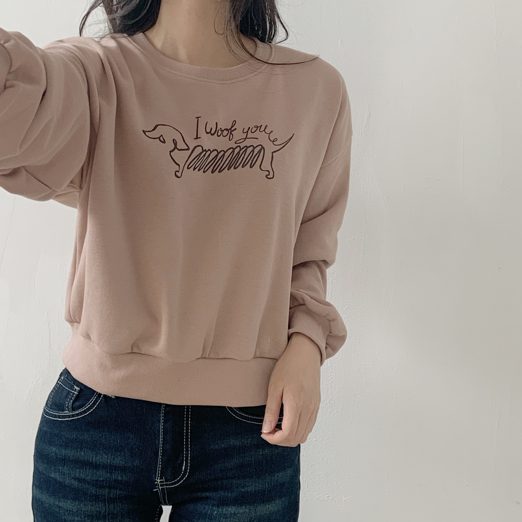 裏起毛ラウンドネックレタリング子犬犬ころスウェット | 詳細画像12