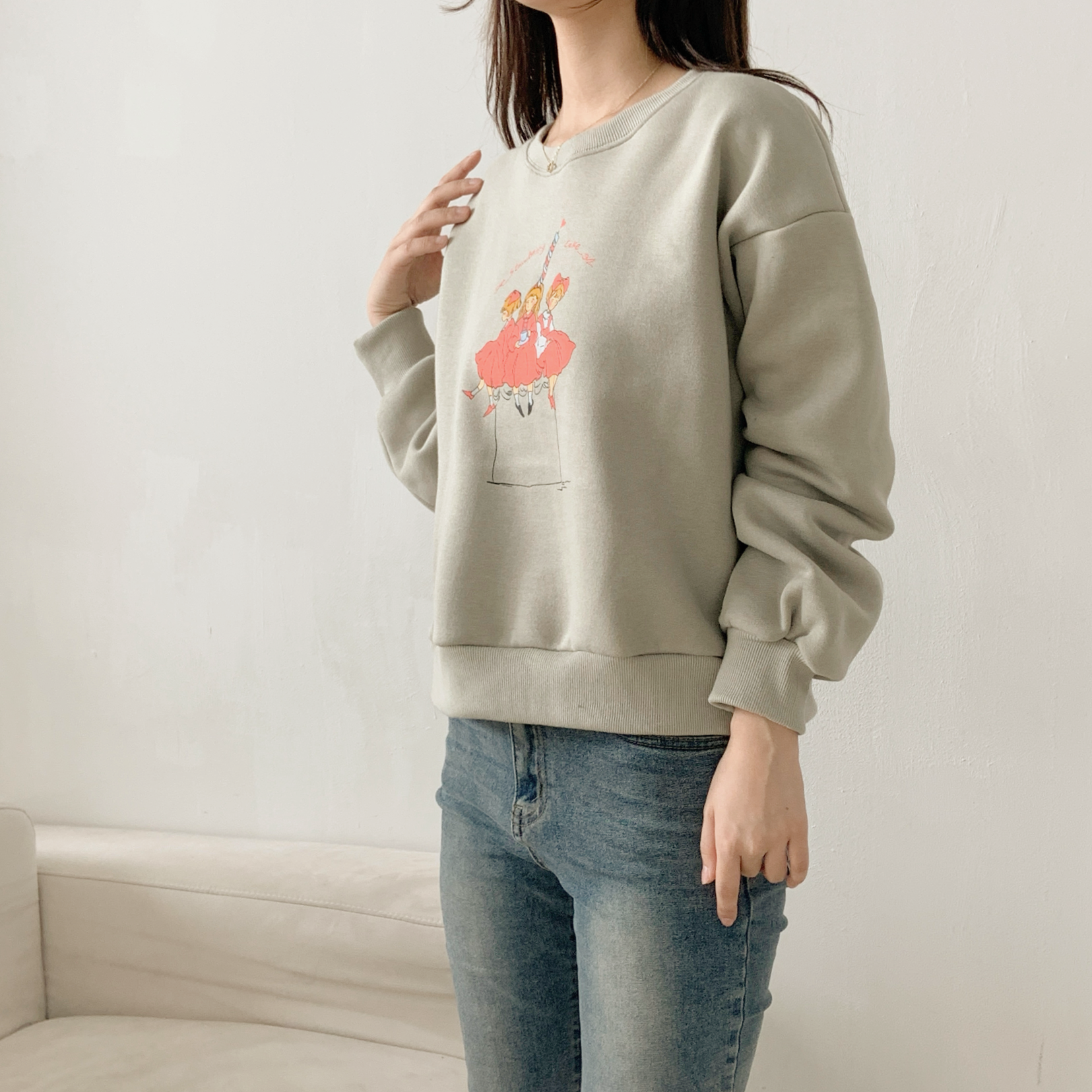 裏起毛ラウンドネックプリントスウェット | 詳細画像3