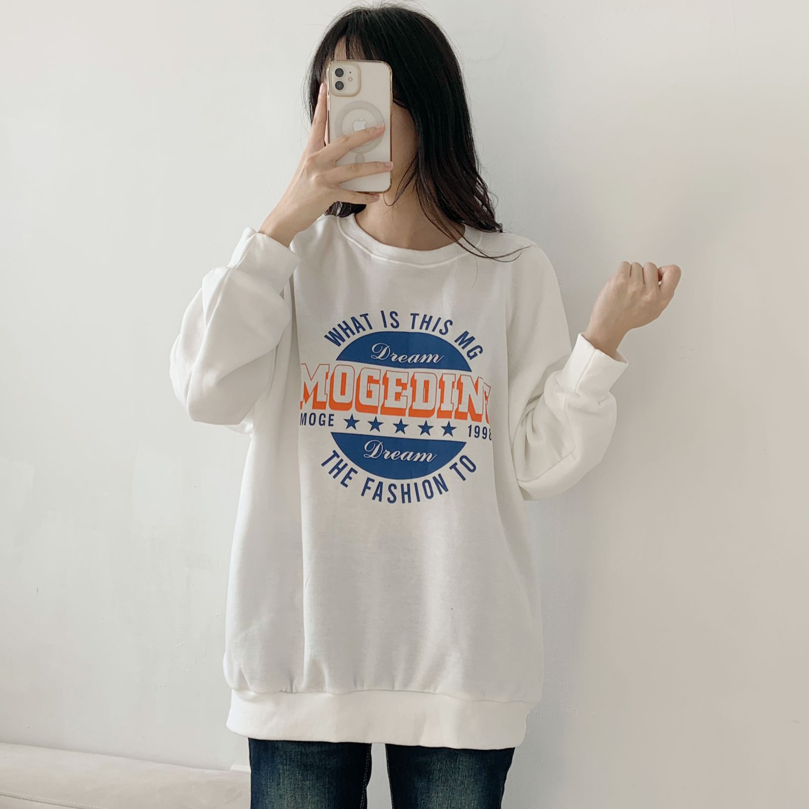 裏起毛ラウンドネックオーバーサイズプリントスウェット | 詳細画像9