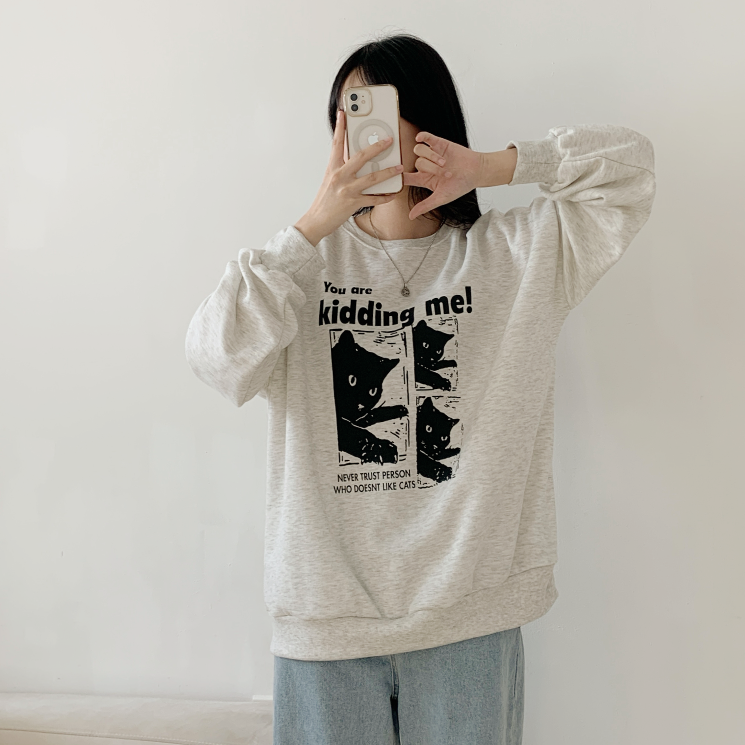 裏起毛ラウンドネックオーバーサイズプリントスウェット | 詳細画像2