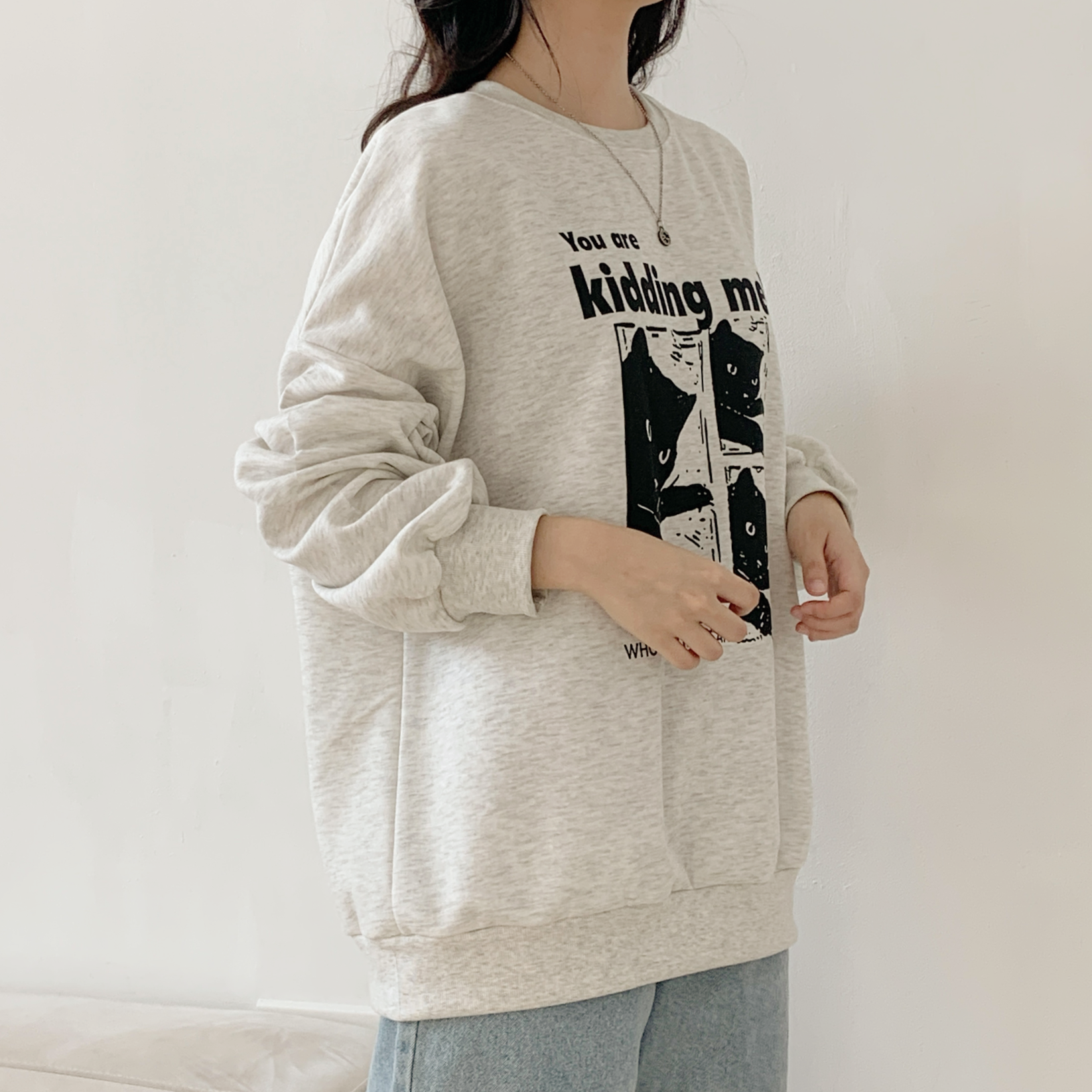 裏起毛ラウンドネックオーバーサイズプリントスウェット | 詳細画像3