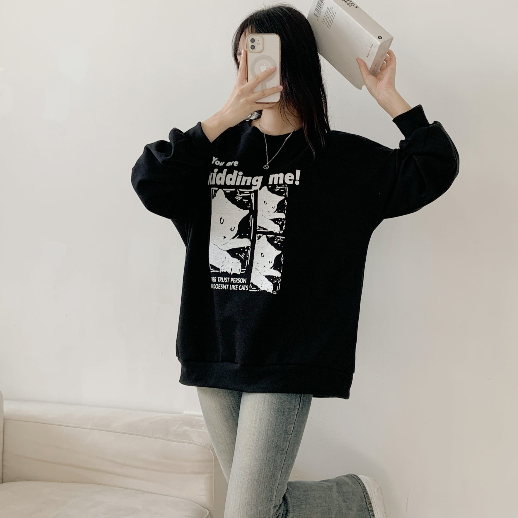 裏起毛ラウンドネックオーバーサイズプリントスウェット | 詳細画像6